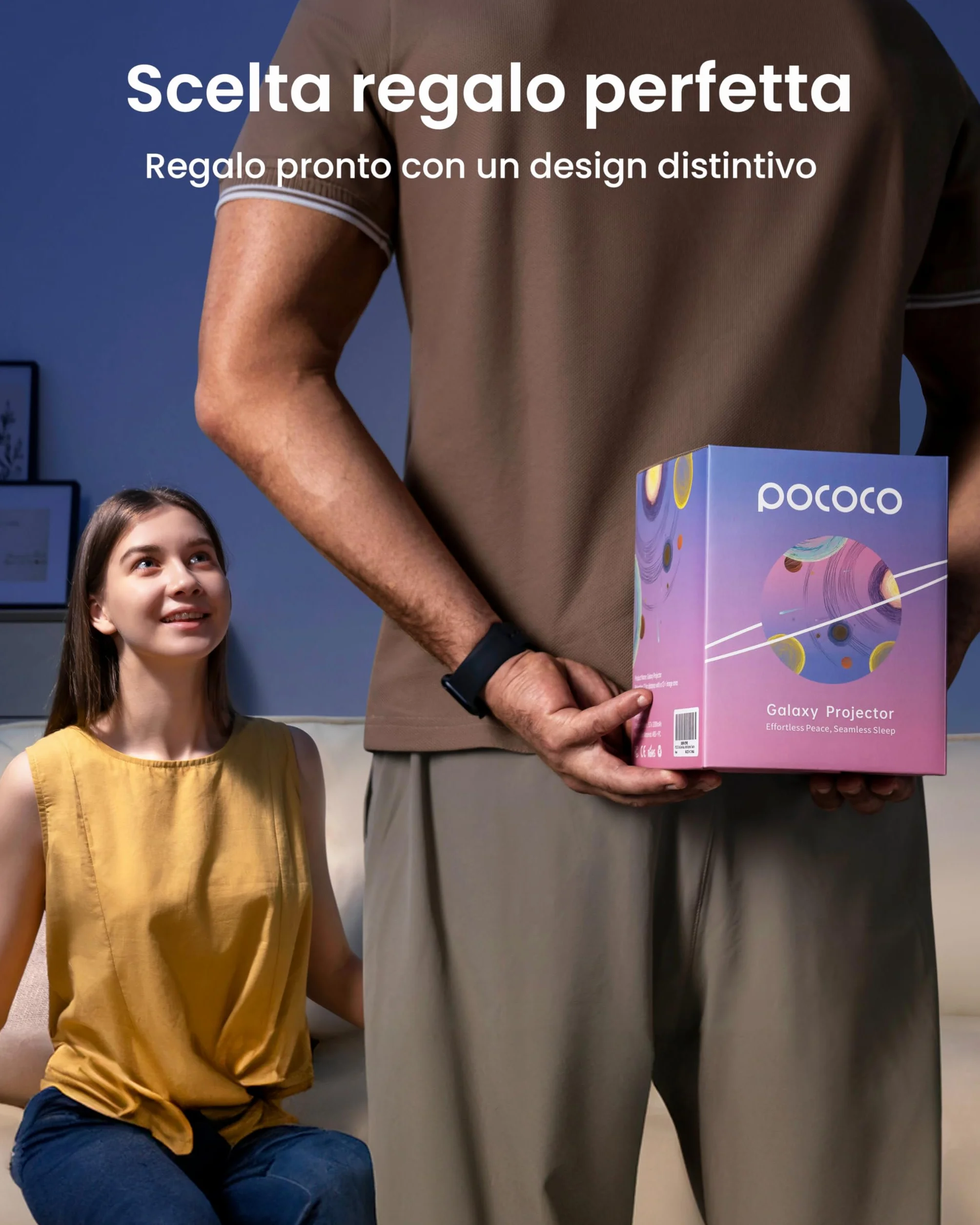 POCOCO proiettore stelle soffitto HD Planetario, decor camera bambini+Luna e Stelle (6 dischi)