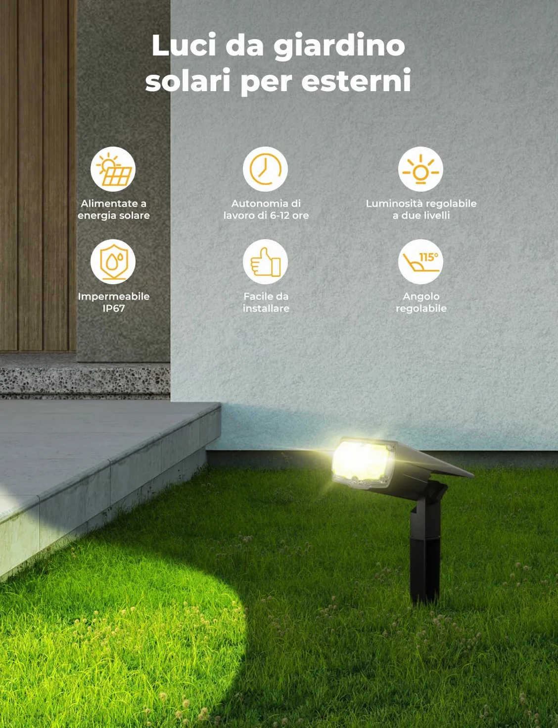 Luci Solari da Esterno, 36 LED Faretti Solari da Giardino, Cortile, Sentiero, Piscina e Campeggio Impermeabile IP67 (Bianco Caldo, 4)