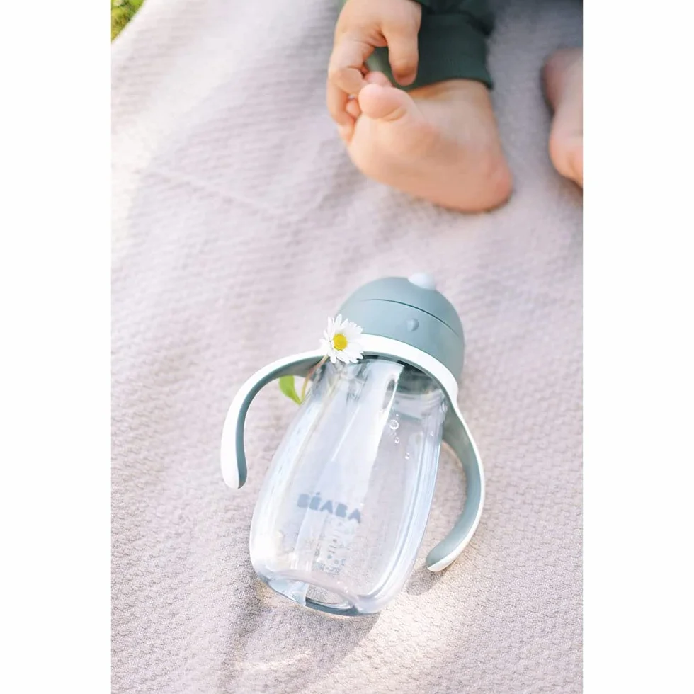 BÉABA Biberon Tazza di Apprendimento 2 in 1 300 ml Tritan Silicone Blu