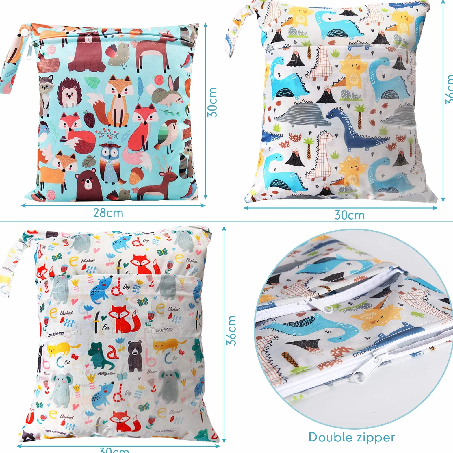 Borsa per Pannolini Wetbag Impermeabile Riutilizzabile con Doppia Cerniera Dry Bag Neonato