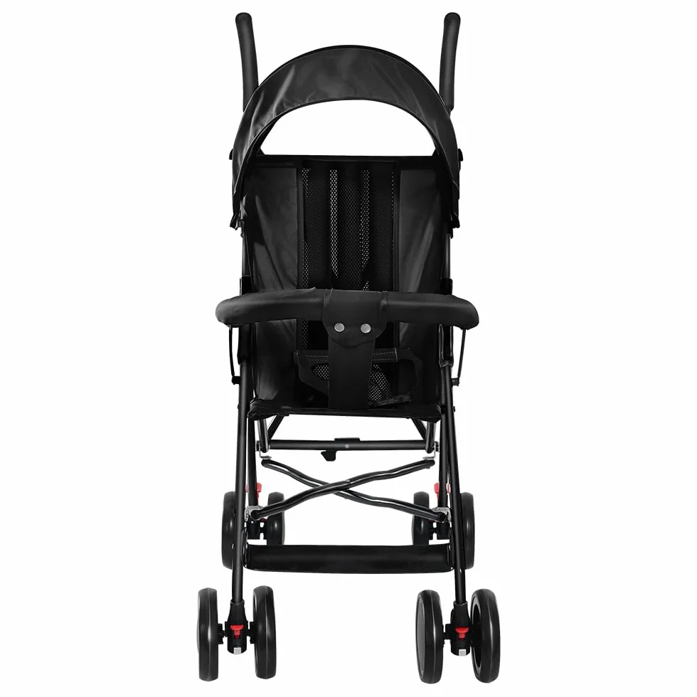 Passeggino Canne Bambino Ultra Leggero Pieghevole Reclinabile dalla Nascita a 25 kg Nero con Copertura Antipioggia
