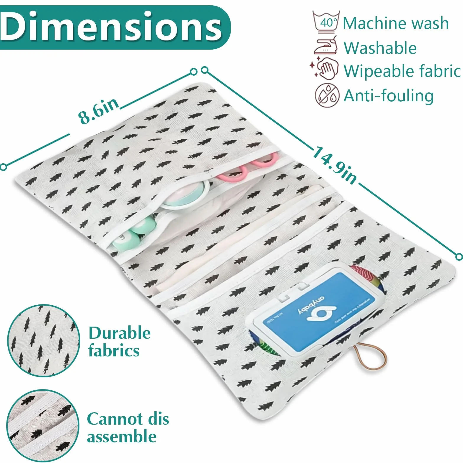 Borsa per pannolini 2 in 1 Leaves Balena Elefante organizer per bambini
