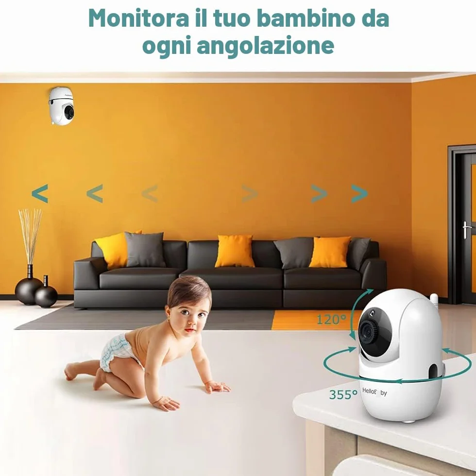 HelloBaby HB65 Baby Monitor con Telecamera, Display 3,2 Pollici, Video Audio Pan-Tilt-Zoom, Visione Notturna