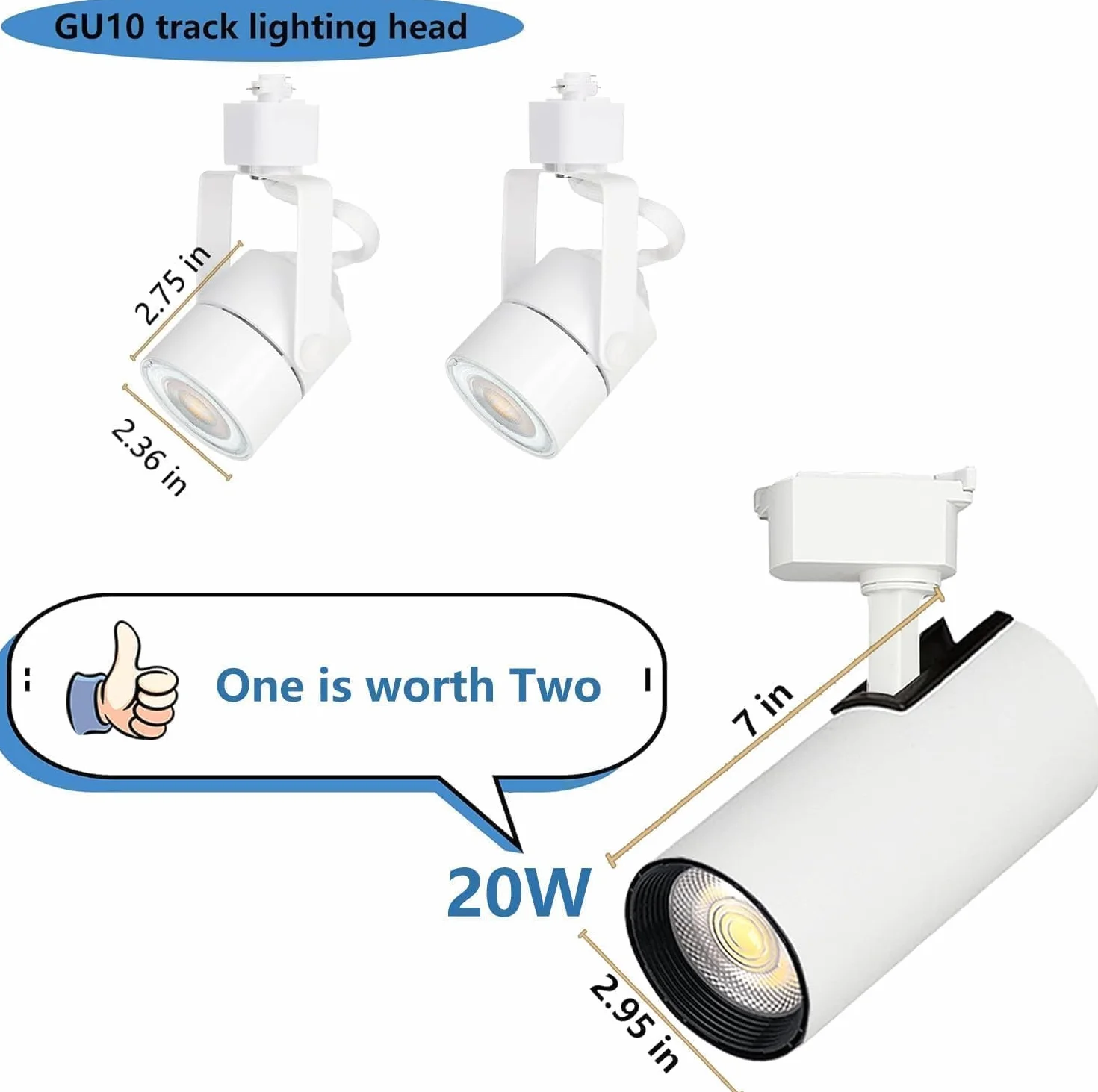 Kit di 6 faretti a LED a forma di H, con binari aggiuntivi da 2 m, 20 W, 6000 K, luce bianca fredda, per interni
