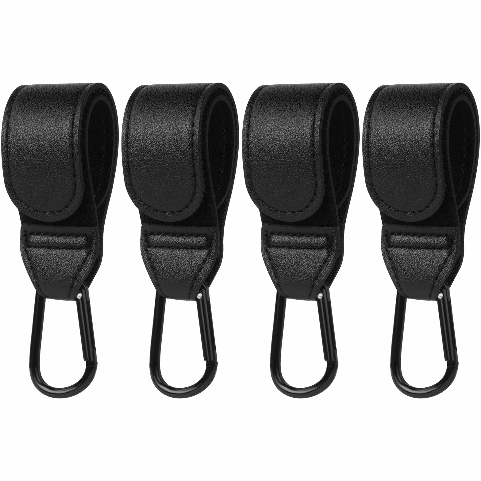 Ganci Passeggino Universali 4 Pezzi Nero Antiscivolo Fino a 5 kg Accessori in Pelle
