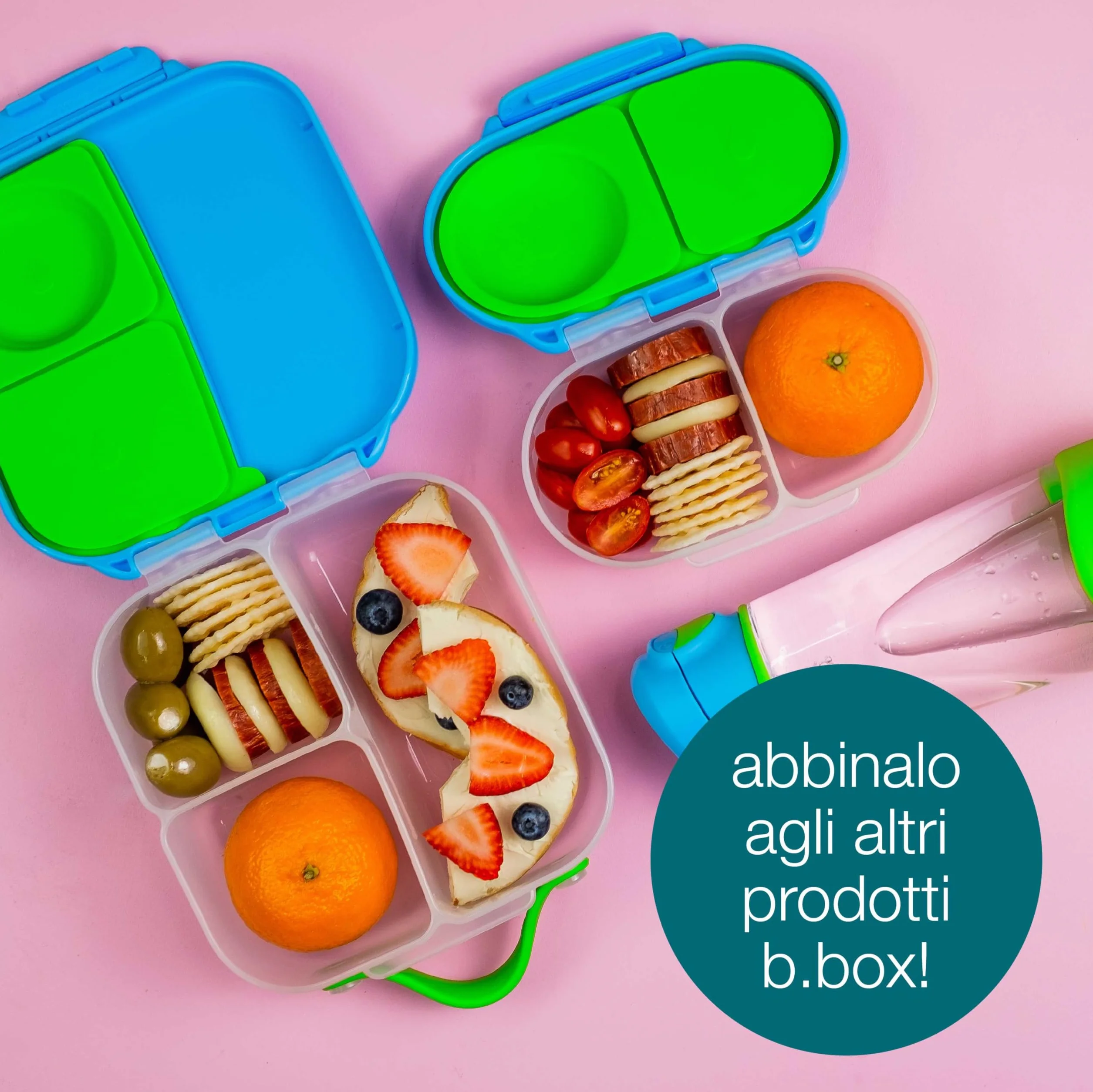 b.box Porta Merenda Mini Bento Box 2 Scomparti a Prova di Perdite Lunch Box Bambini Senza BPA
