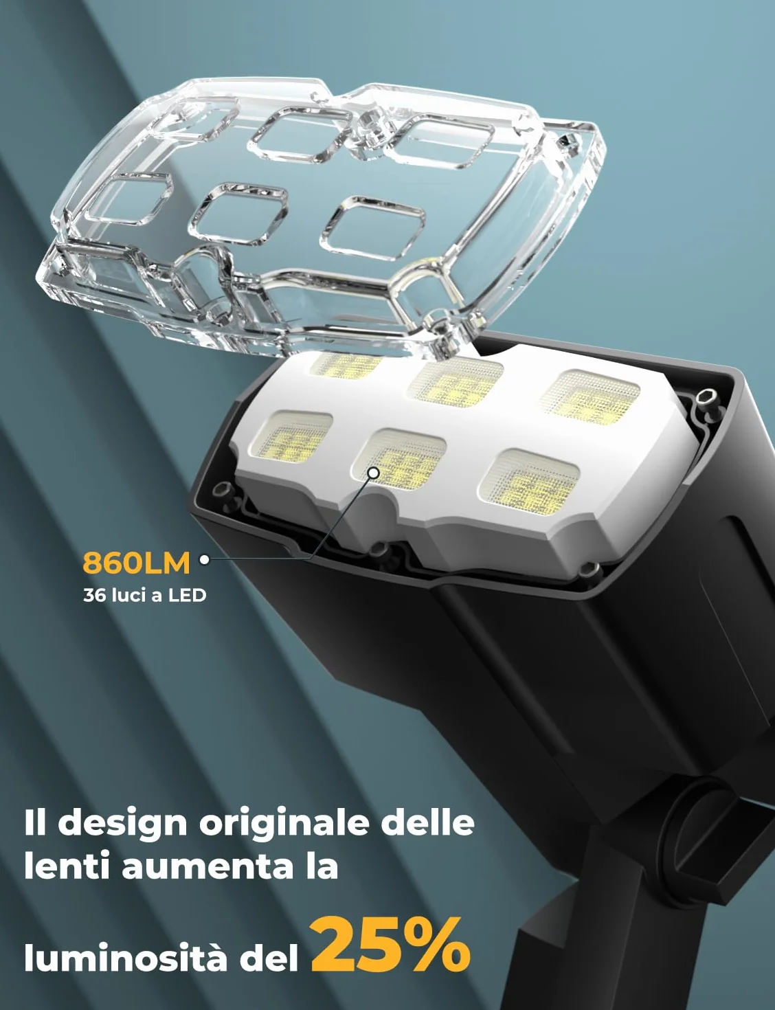 Luci Solari da Esterno, 36 LED Faretti Solari da Giardino, Cortile, Sentiero, Piscina e Campeggio Impermeabile IP67 (Bianco Caldo, 4)