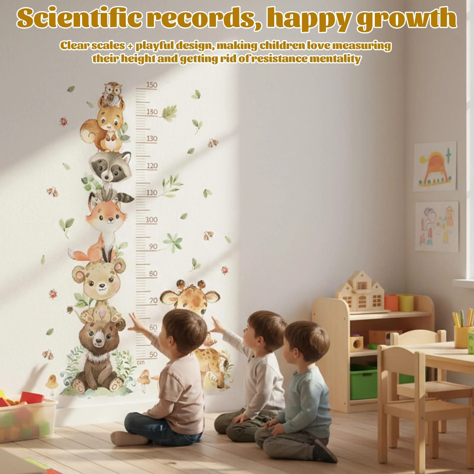 Metro Bambini Parete Adesivi Murali Animali Foresta Tabella Altezza 50-150 cm Decorazione Cameretta