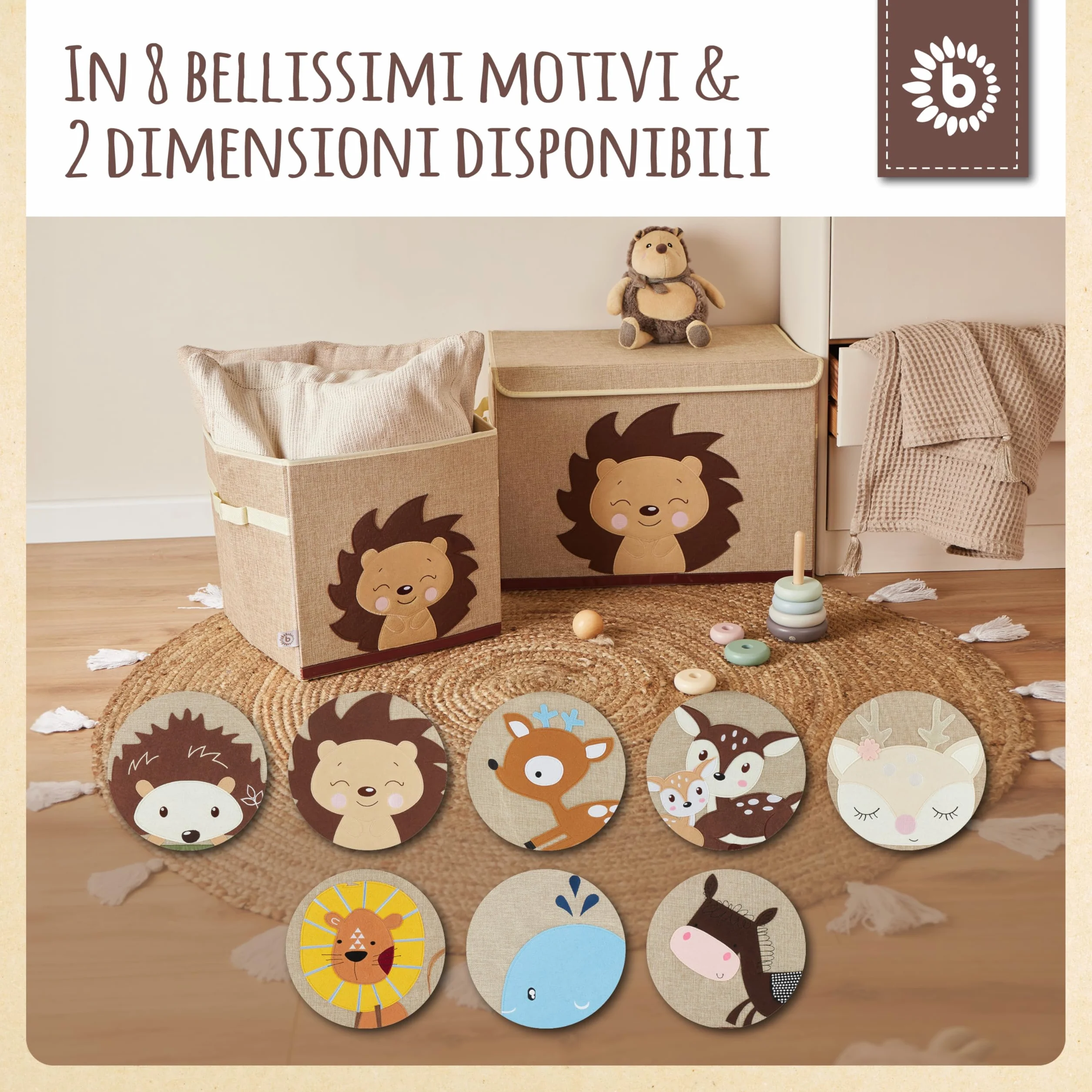 BIECO Scatola portaoggetti pieghevole 65 l 36 x 36 x 51 cm con coperchio