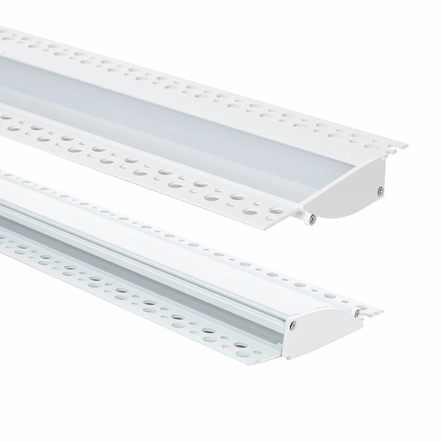 LEDKIA LIGHTING Profilo Alluminio da Incasso per Cartongesso 2m per Striscia LED fino a 12mm Bianco 2 m Semitrasparente