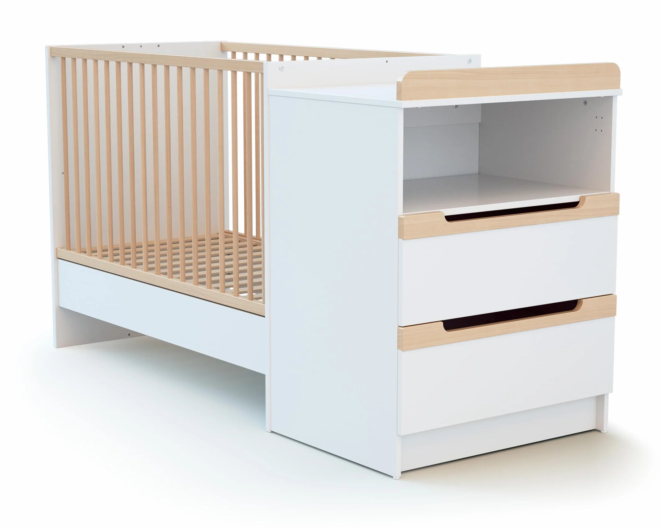 Letto combinato evolutivo CARROUSEL legno Bianco Faggio natural 60x120-194x94x70 cm