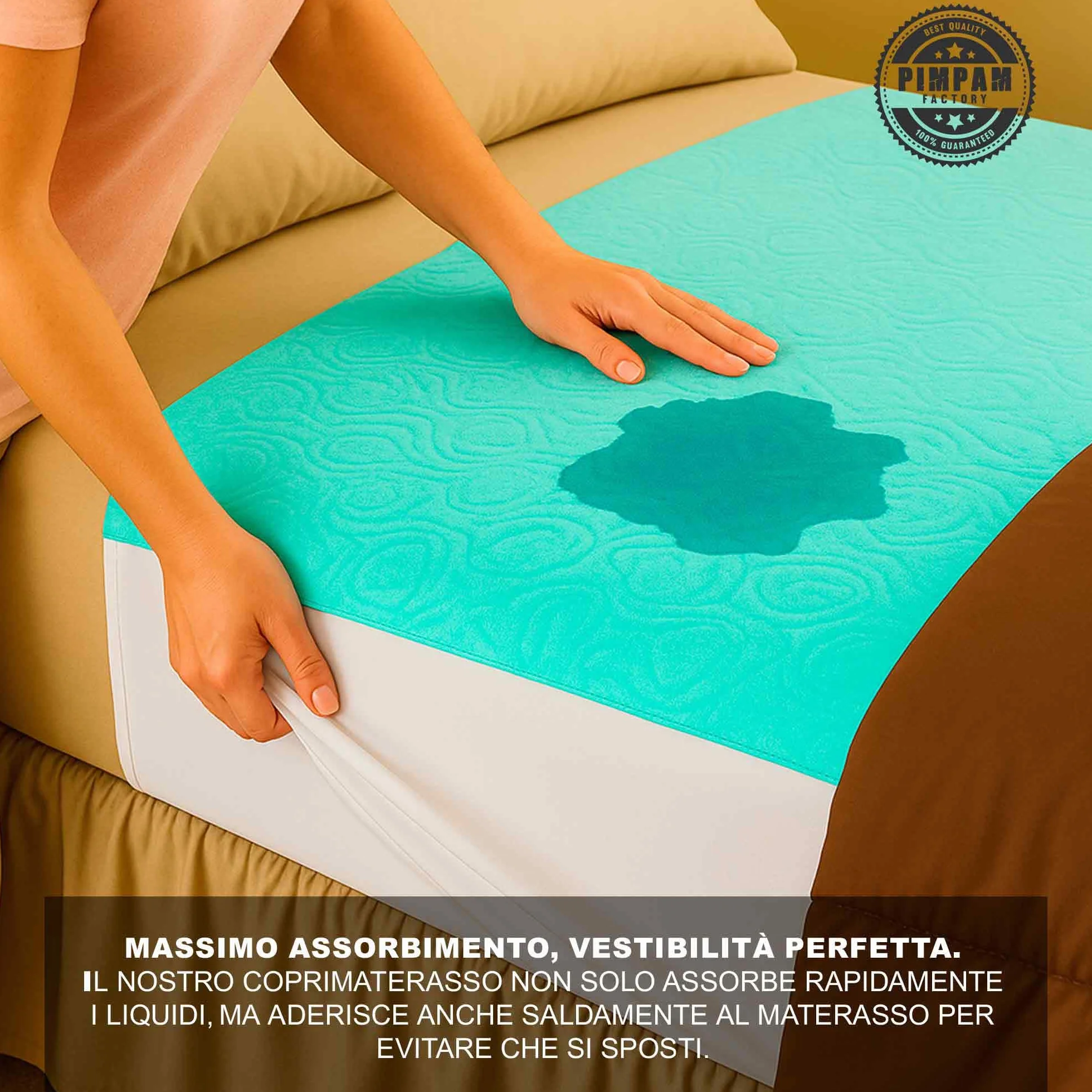 Salvamaterasso Impermeabile Lavabile 160 x 85 con Ali - PimPam Factory Traverse Letto Anziani