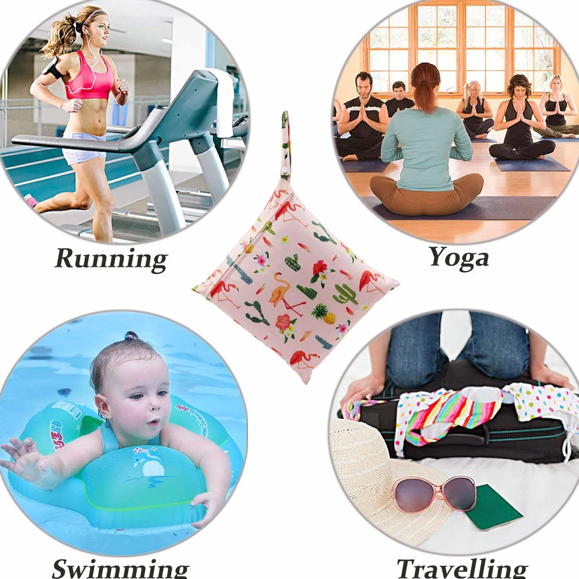 Wetbag Borsa Pannolini Lavabili Riutilizzabile Impermeabile Doppia Cerniera Neonato Organizzatore Viaggi