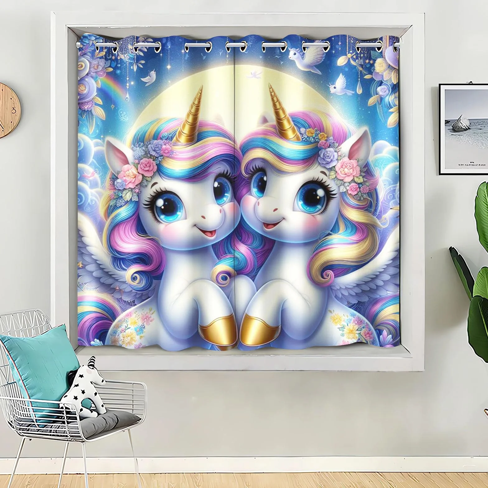 Tende oscuranti a forma di unicorno 75x166 cm per camera da letto bambini