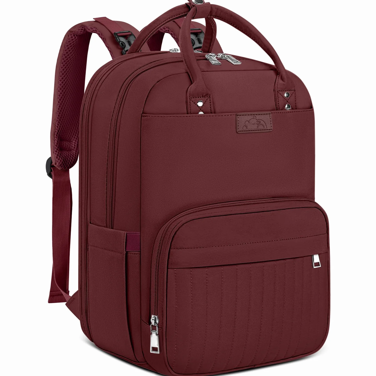 RAINSMORE Zaino Mamma Impermeabile Multifunzione Fasciatoio Grande Capacità Borsa Neonato con Ganci per Passeggino Rosso