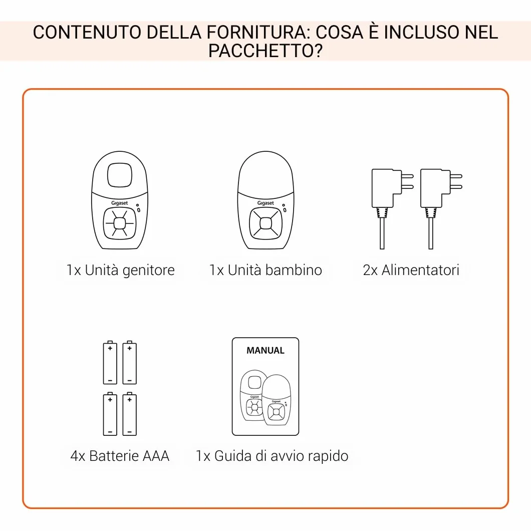 Gigaset BABY 100 Audio Baby Monitor DECT 300m Luce notturna Grigio caldo