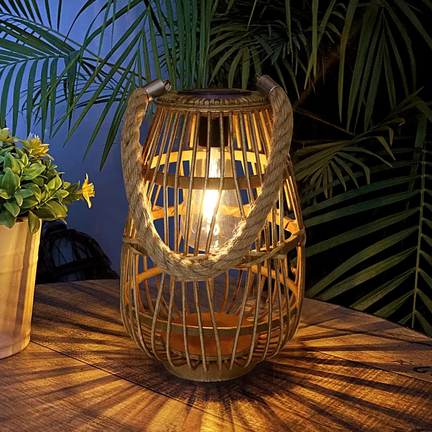 Lampade solari per esterni, da appendere, in rattan, impermeabile