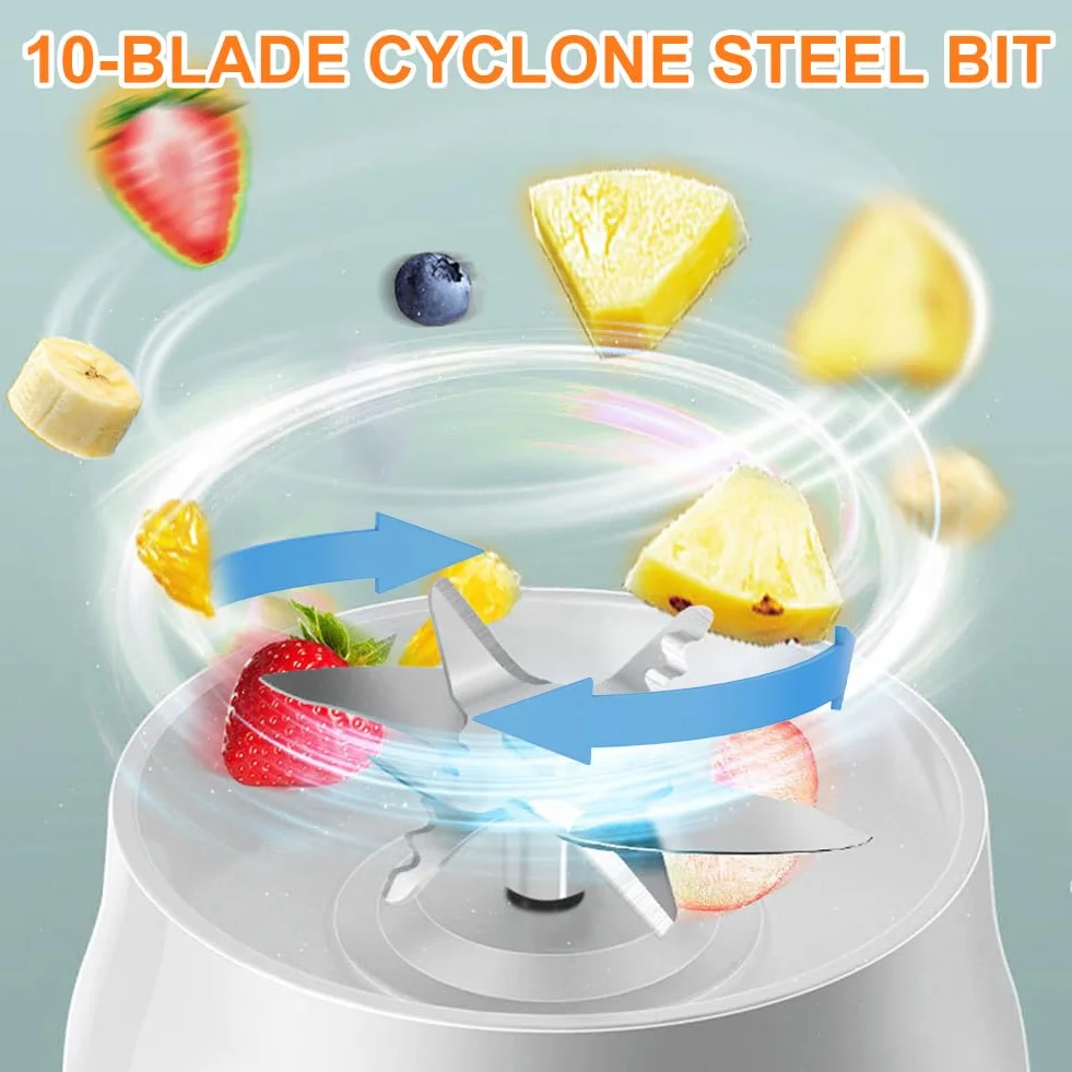 Mixer Portatile Ricaricabile per Smoothie 500 ml 10 Lame USB