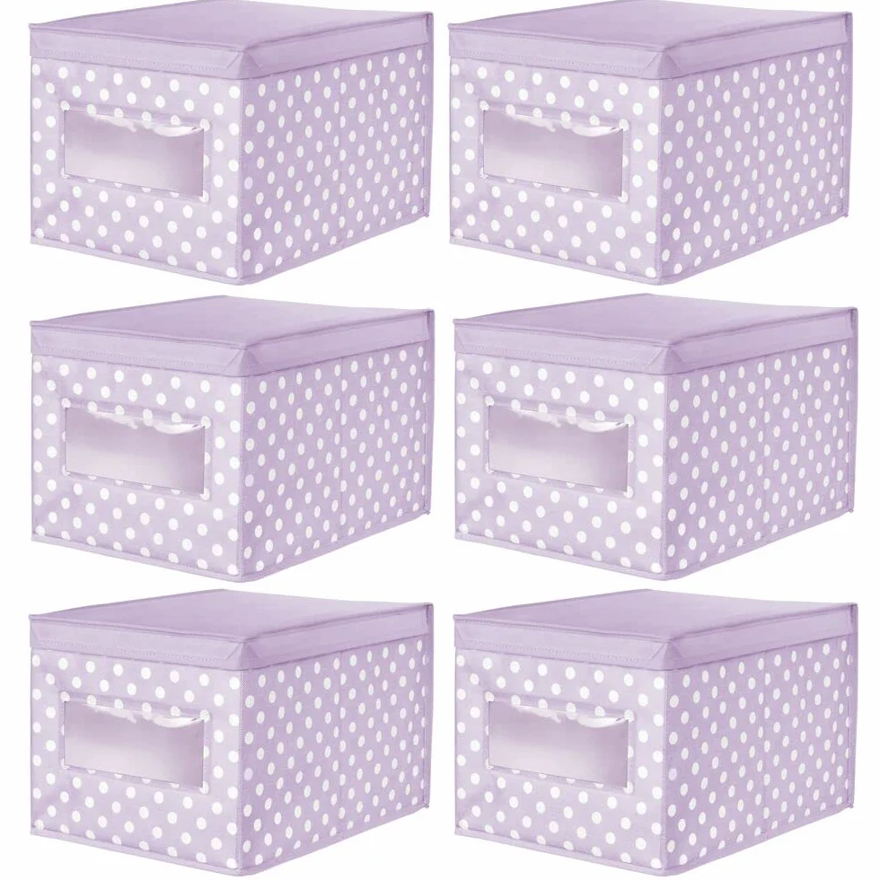 mDesign Set di 6 contenitori in tessuto – Scatola impilabile per riporre vestiti o scarpe – Viola