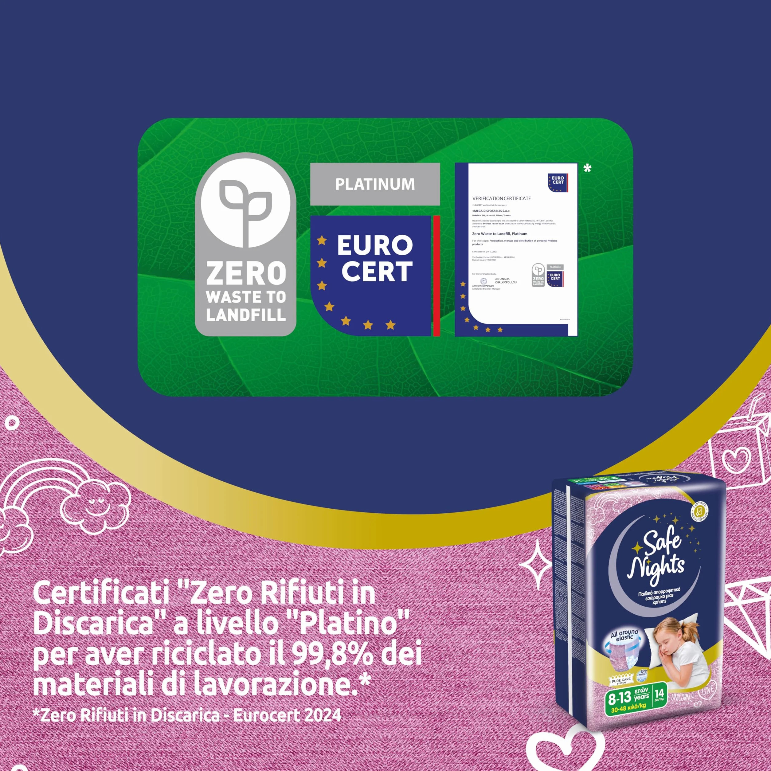 Babylino Safe Nights Girl Mutandina Assorbente Notte Bambina 8-13 anni 30-48kg 14 Unità
