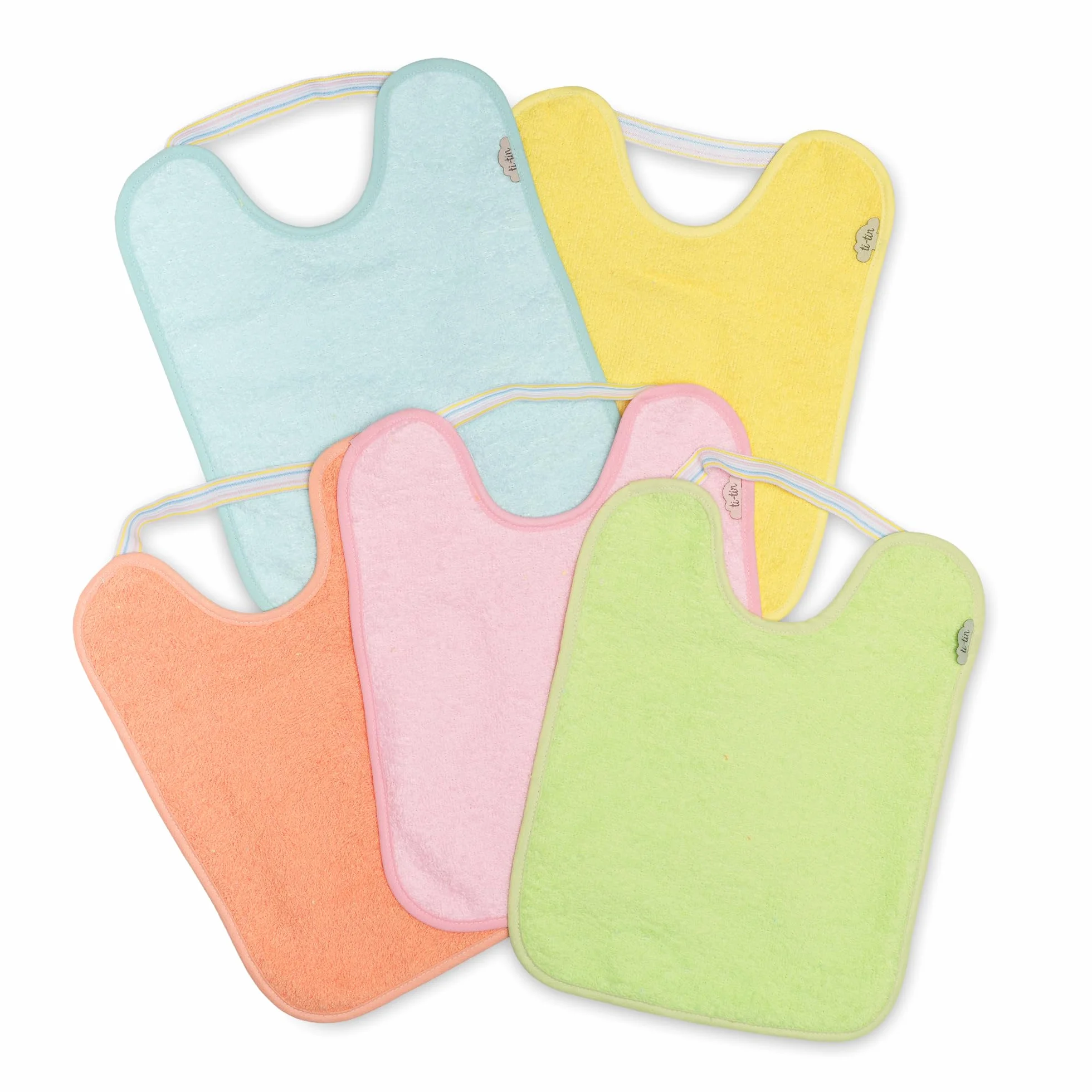 Bavaglini Impermeabili con Elastico per Asilo 5 Pezzi Spugna di Cotone Ultra Assorbente OEKO-TEX 6-12 Mesi