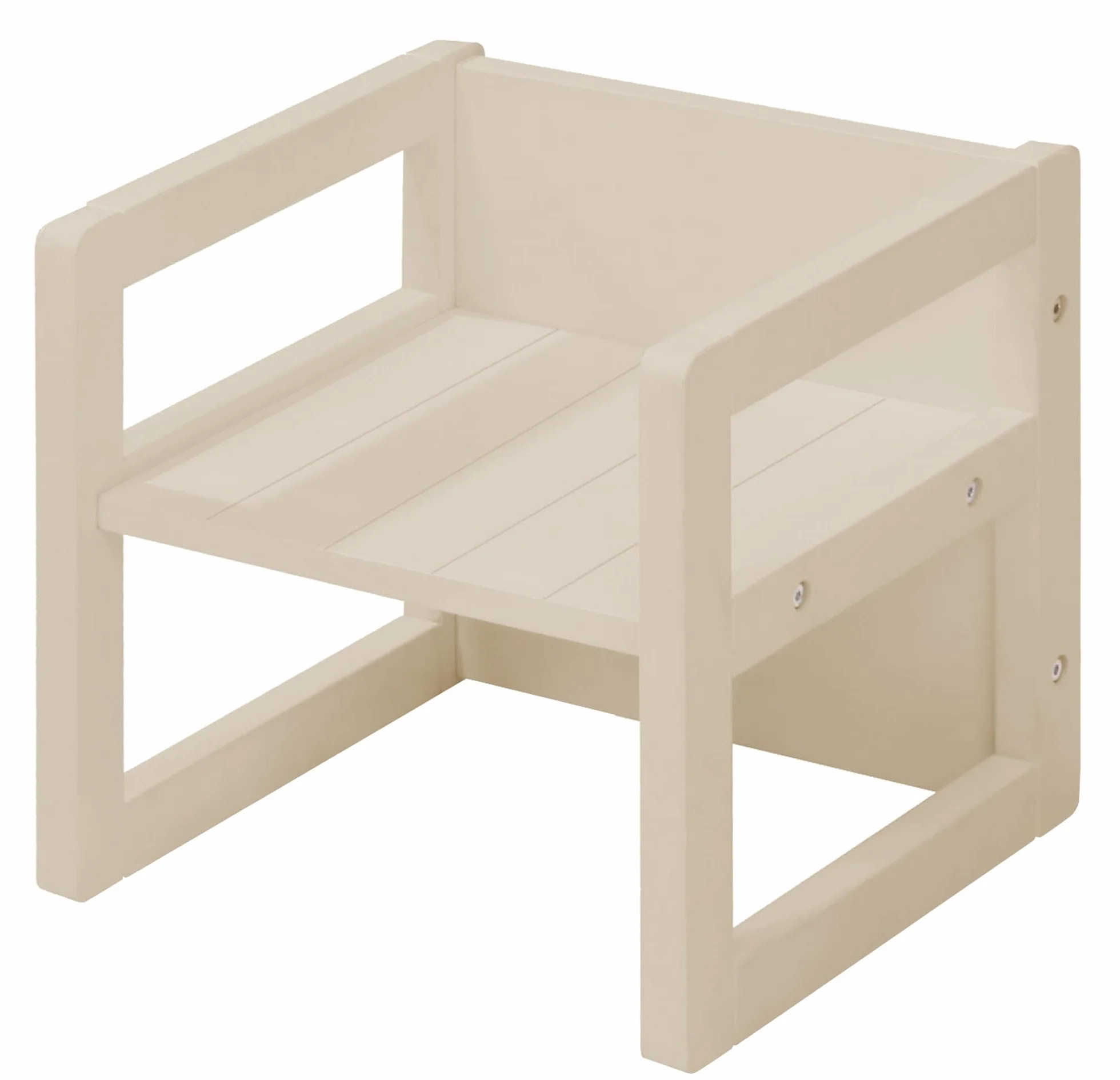 Sgabello per Bambini in Stile Country Reversibile 3 Altezze Seduta Legno Beige/Cashmere