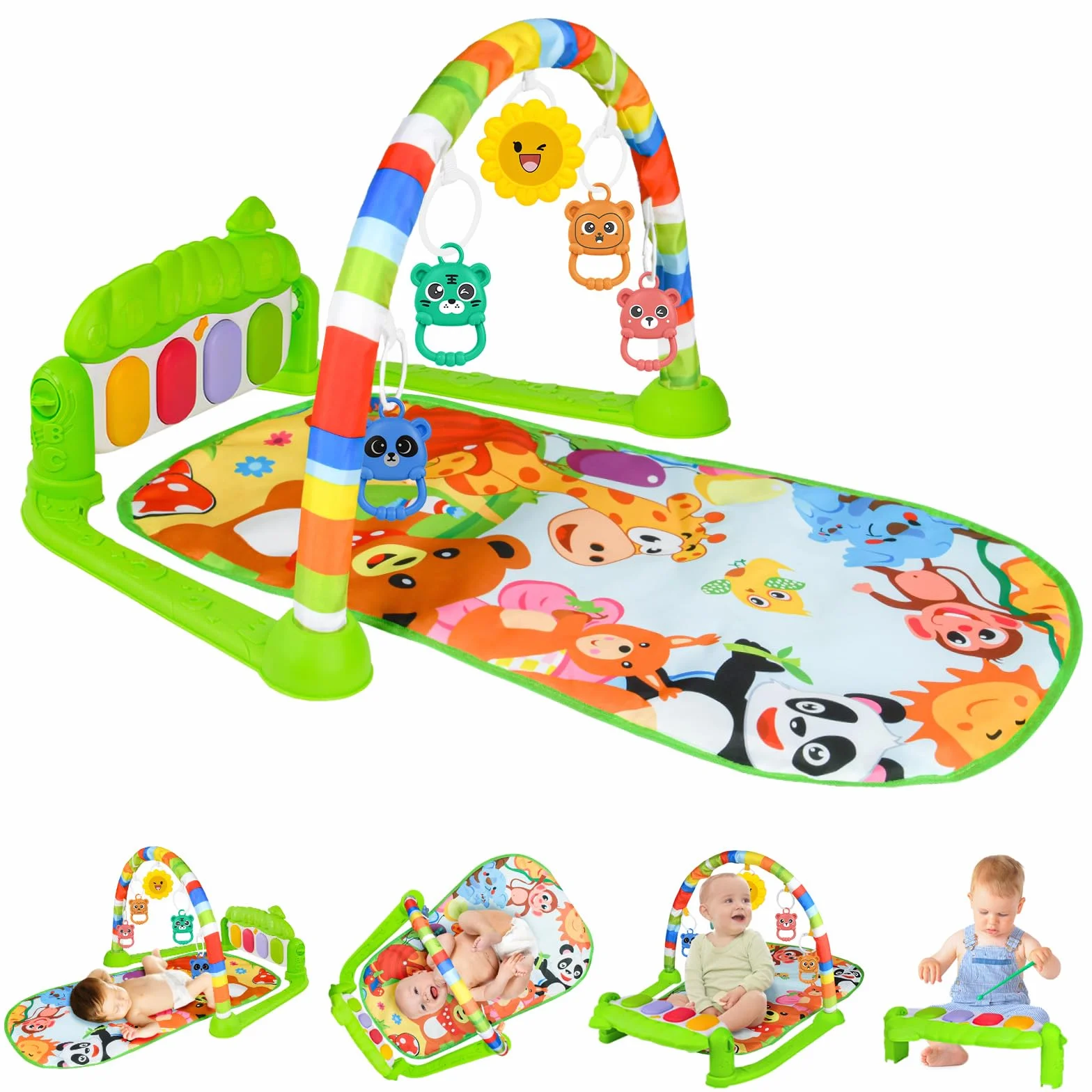 AOMIG Tappetino da Gioco per Palestra Baby Piano, Tappetino Attività Musicale per Neonati 0-36 Mesi