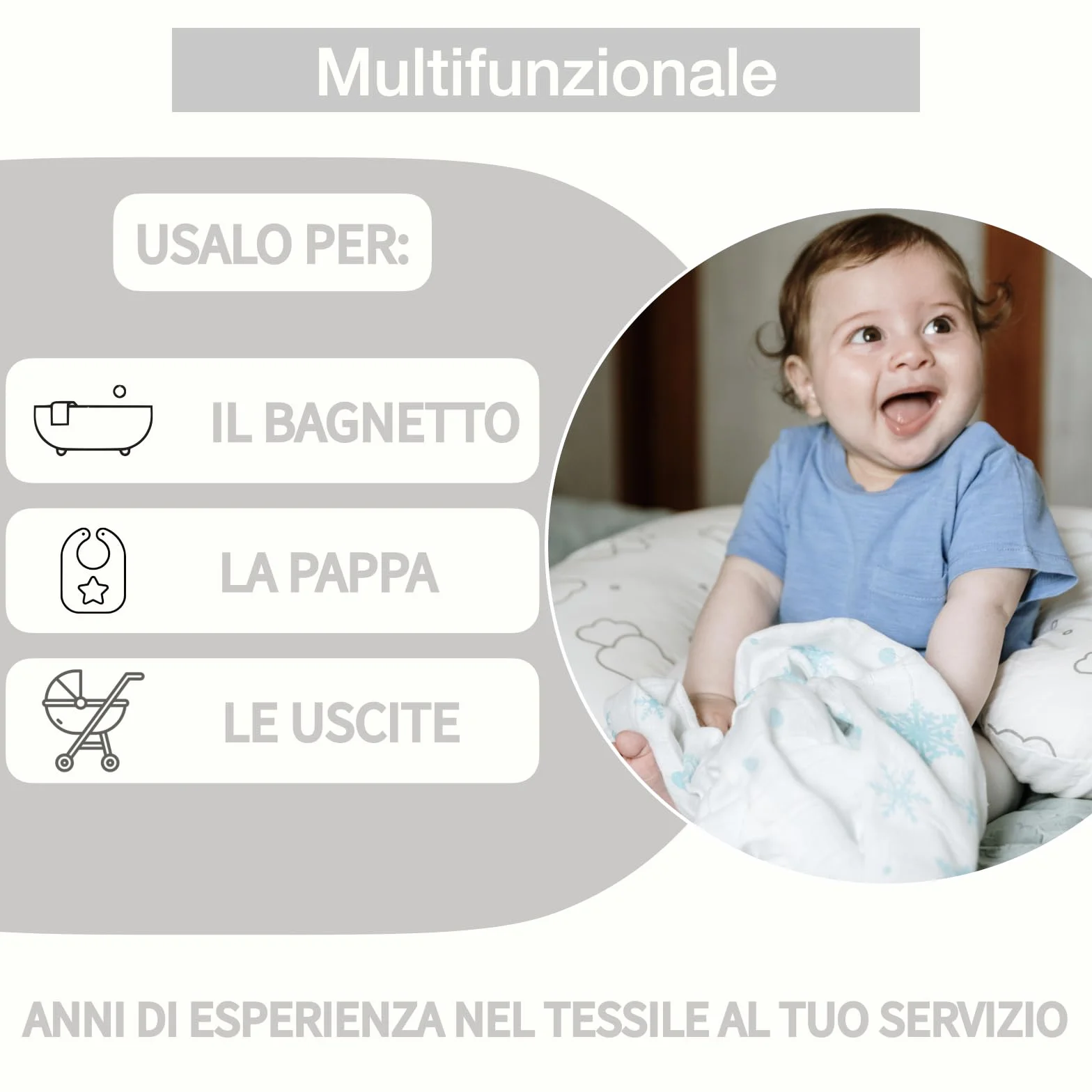 Set di 3 Mussole Neonato 80x80 cm 100% Cotone Naturale Certificato OEKO-TEX Copertina Neonato