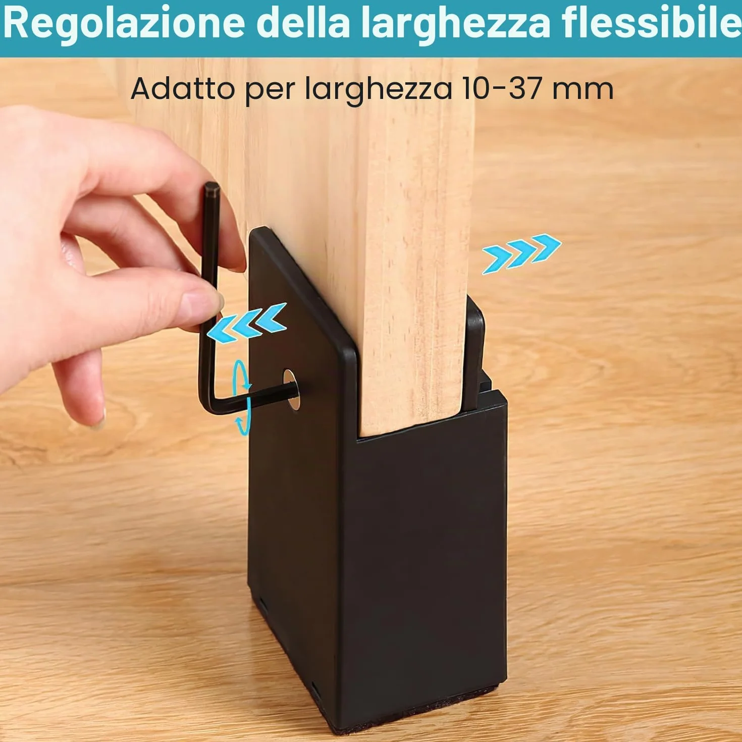 Rialzi per mobili regolabili 5 cm, rialzo tavolo larghezza 10-37mm quadrata, morsetto a vite, rialzo letto