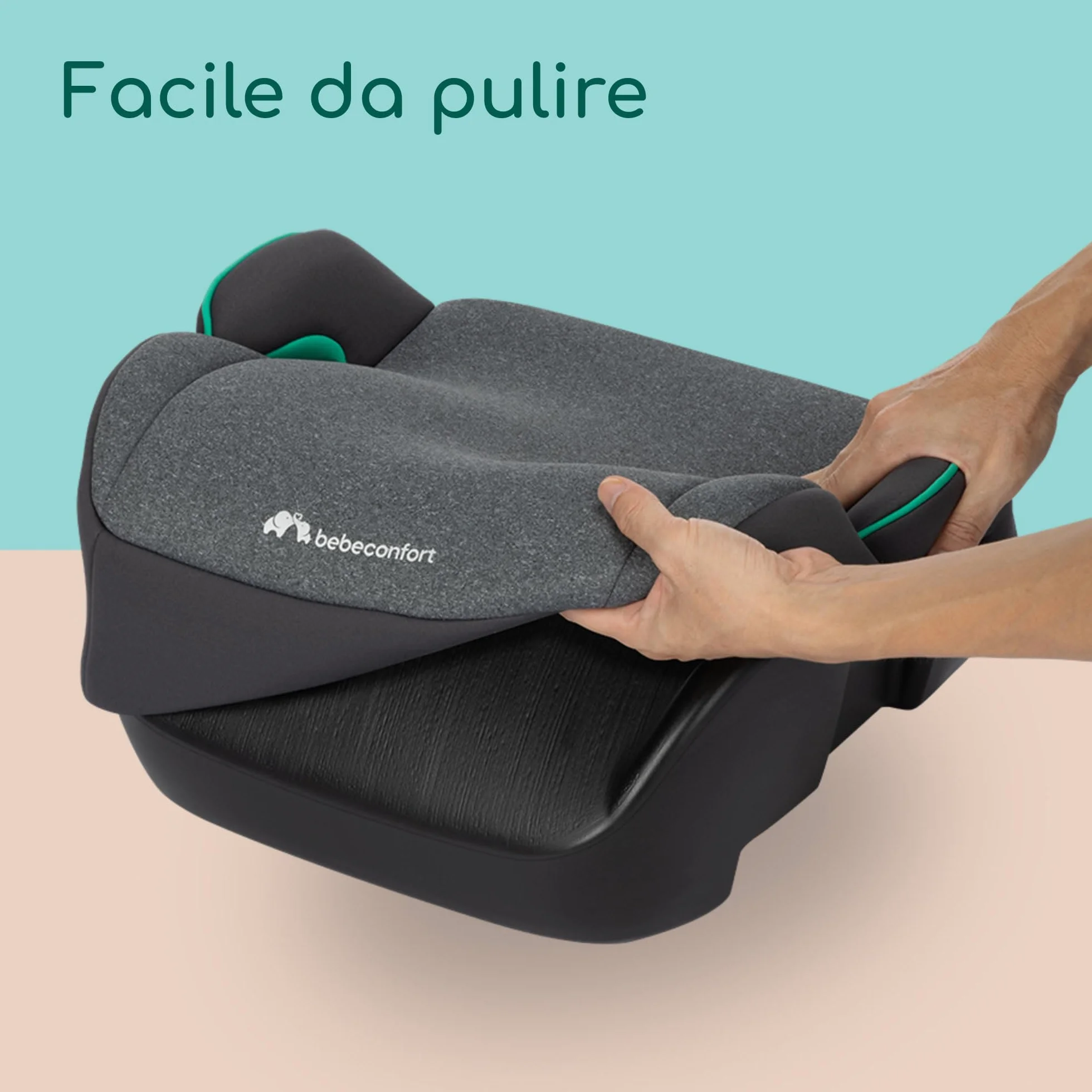 Bebeconfort Manga i-Safe Rialzo Auto, Alzatina auto per bambini 128-150 cm, Seggiolino leggero e compatto, Tinted Graphite