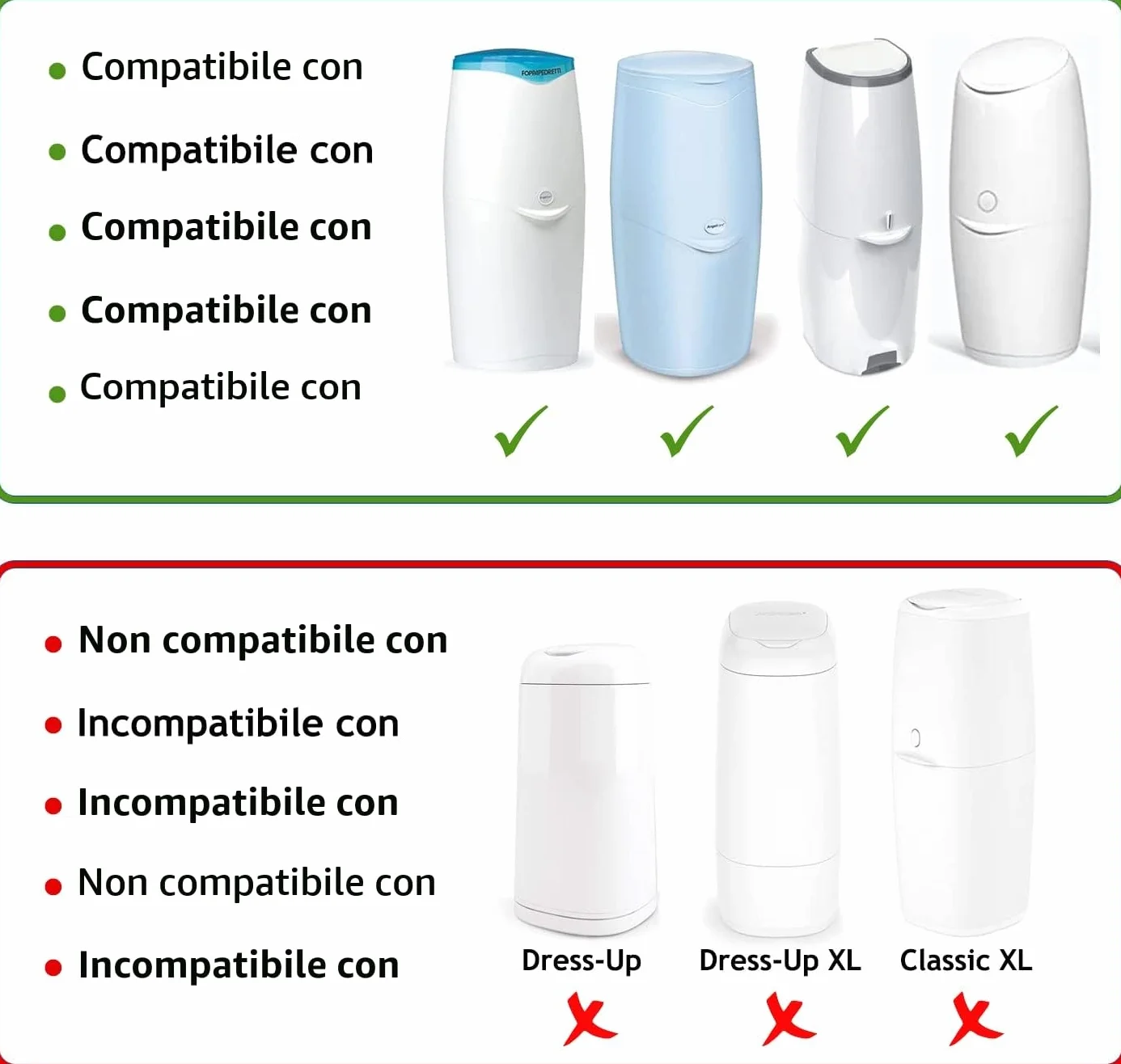 Ricarica compatibile Foppapedretti Mangiapannolini Maialino Angelcare Litter Locker II (4 szt.)