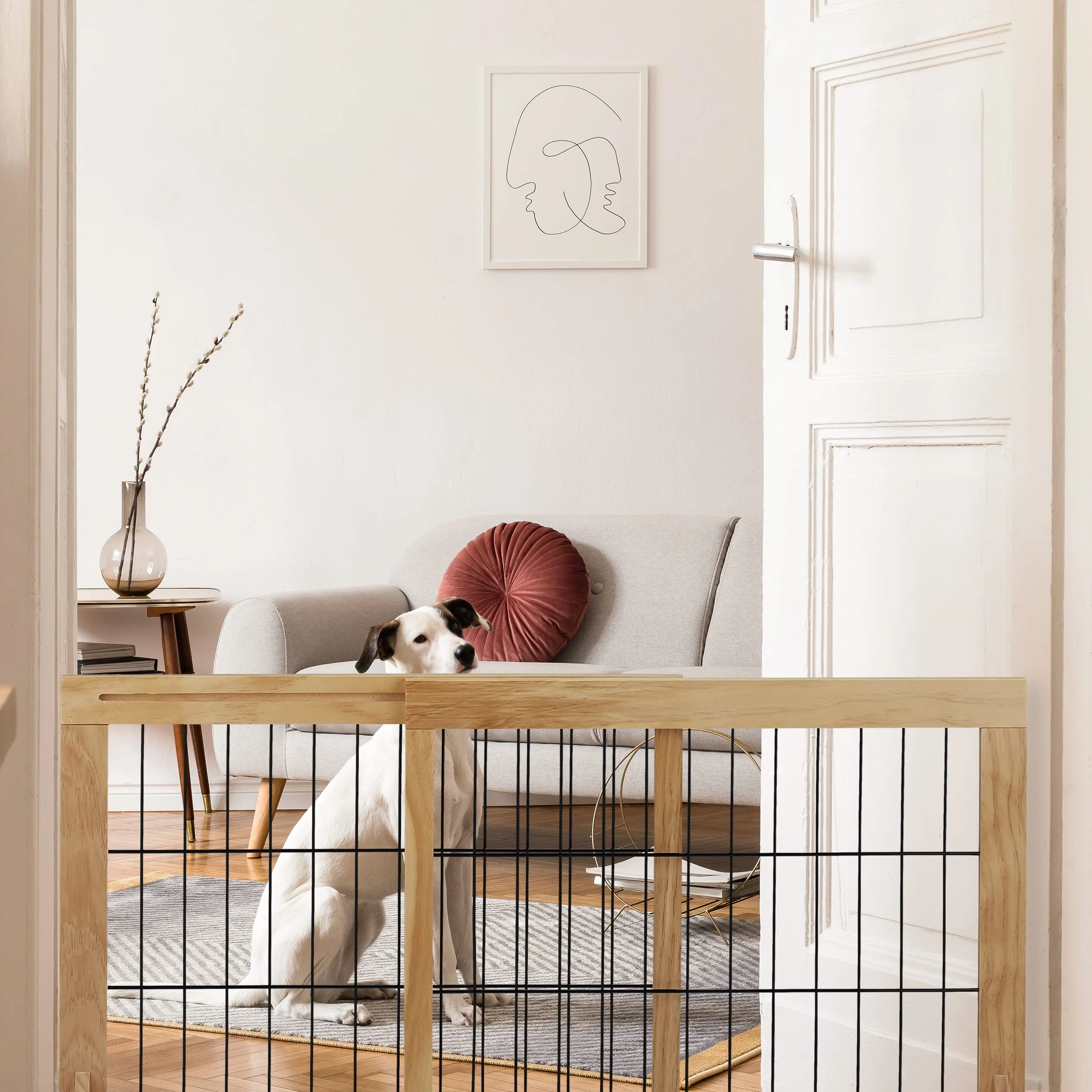 Relaxdays Cancelletto per Bambini Barriera per Cani Neonati Recinzione Scale 56x70-115 cm Naturale