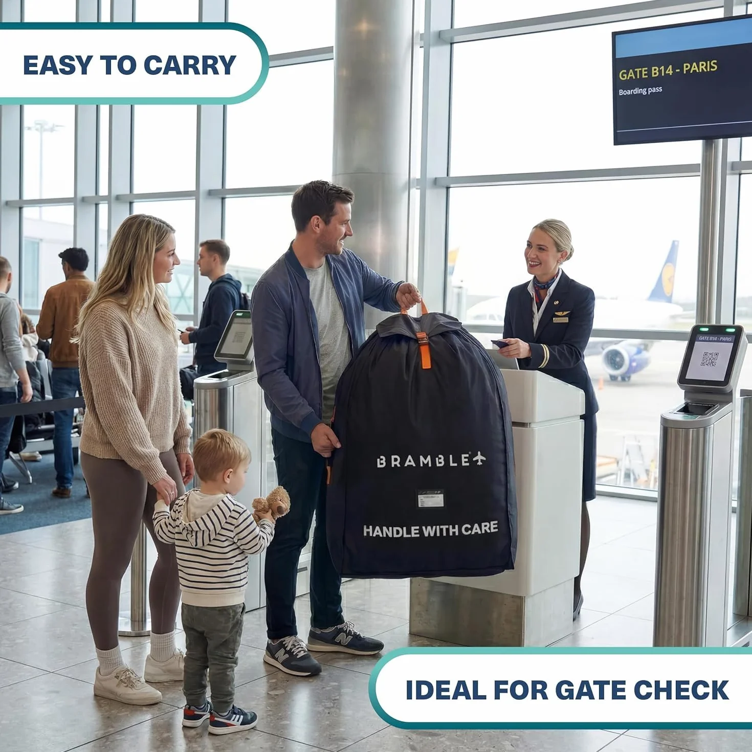 Bramble Borsa da Trasporto Passeggino per Aereo Gate Check Nylon Balistico Idrorepellente 90x60x35 cm Nero