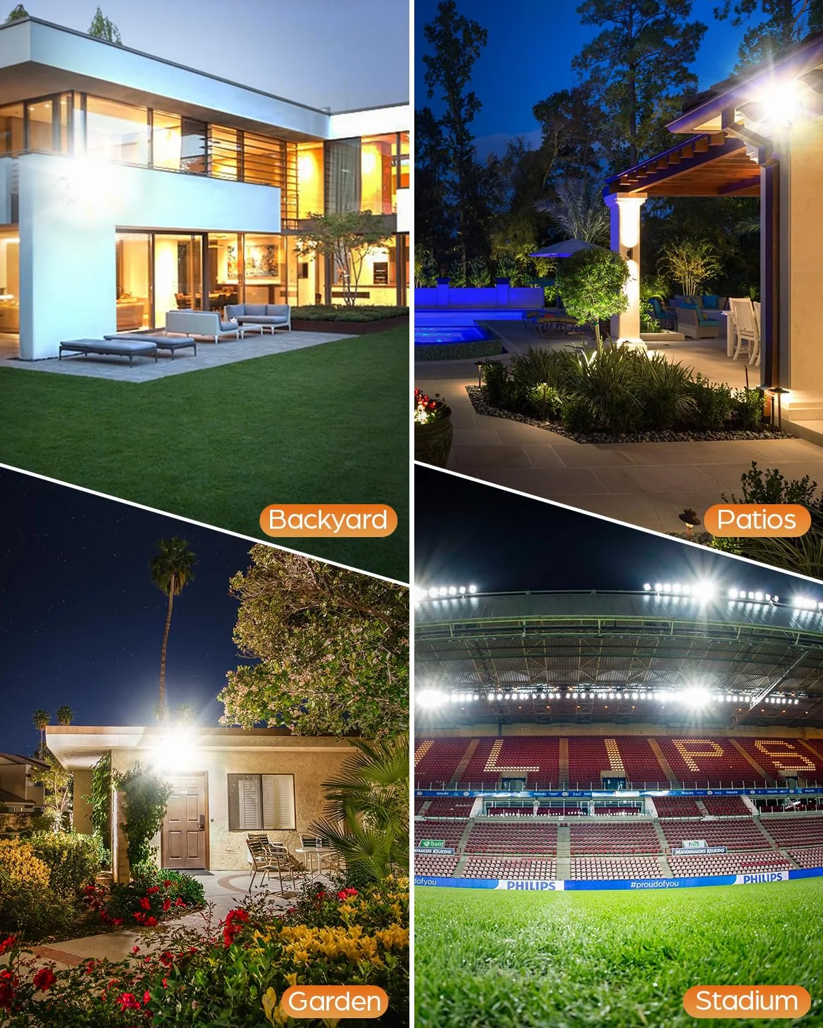 Fari Faretto LED da Esterno 300W 1 Pezzi - 30000LM 6500K Luce Fredda Faro Faretti LED Esterno IP67 Impermeabile per Giardino, Patio, Terrazza, Garage