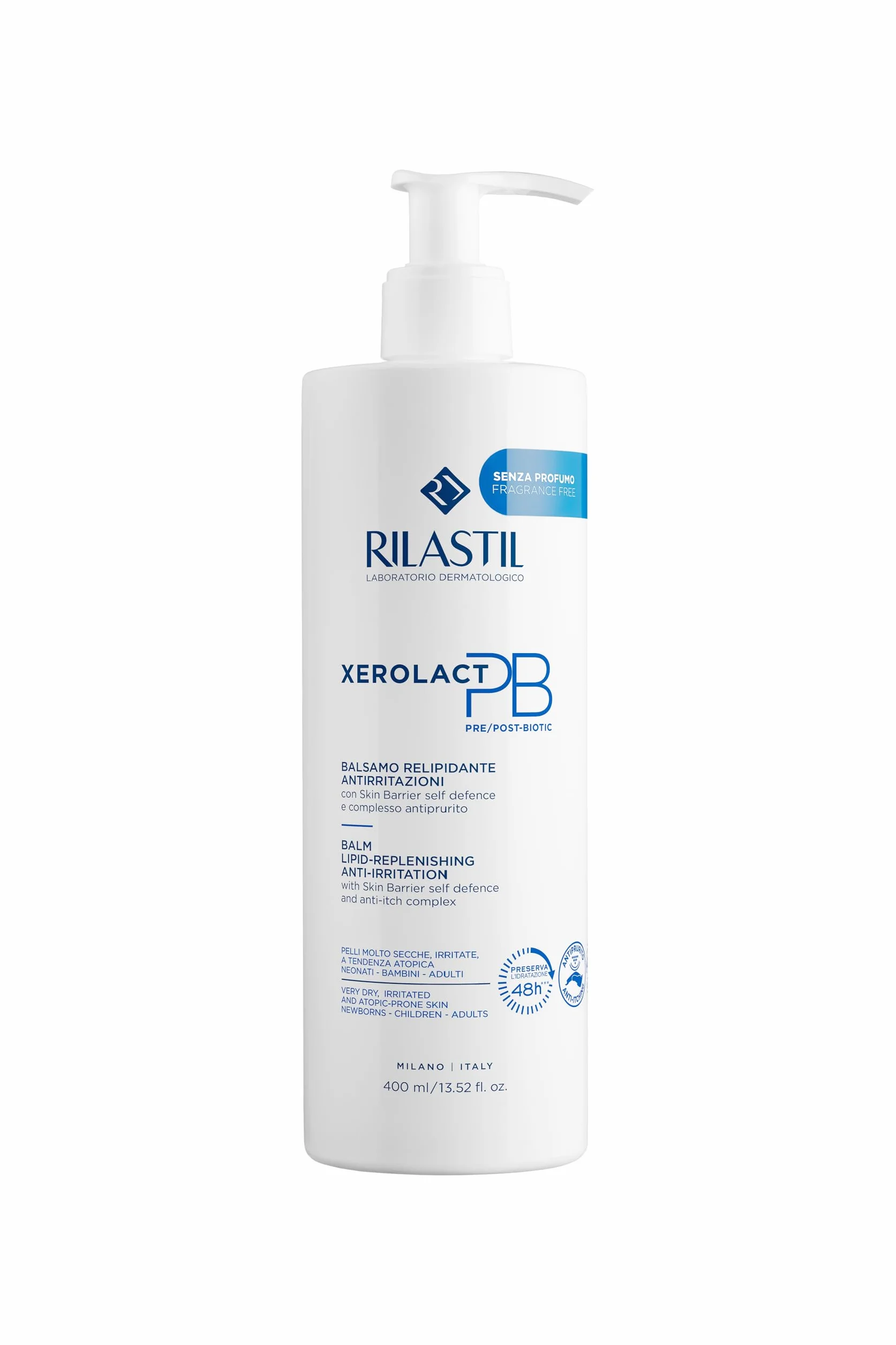 Rilastil Xerolact Balsamo PB Viso e Corpo 400 ml Relipidante Antirritazioni Pelli Atopiche