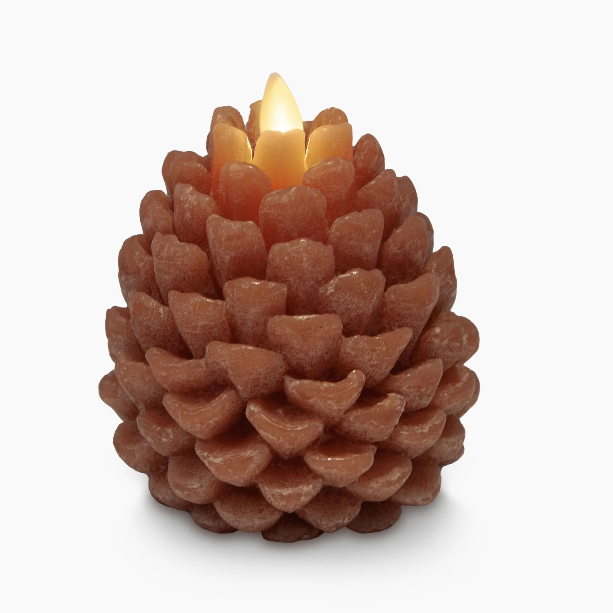 Luminara Pinecone - Candela senza fiamma Adobe con finitura gessosa a forma di pigna, candele a LED in vera cera, non profumate, funzionamento a batteria con timer, decorazione per le vacanze (9,9 x