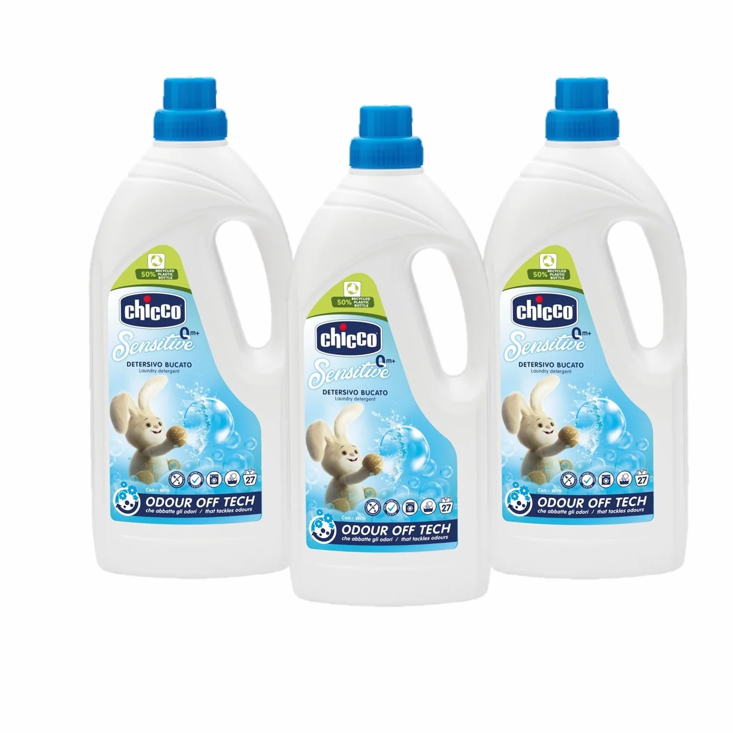Chicco Sensitive Detersivo Bucato Ipoallergenico 1.5 litri Confezione da 3 flaconi
