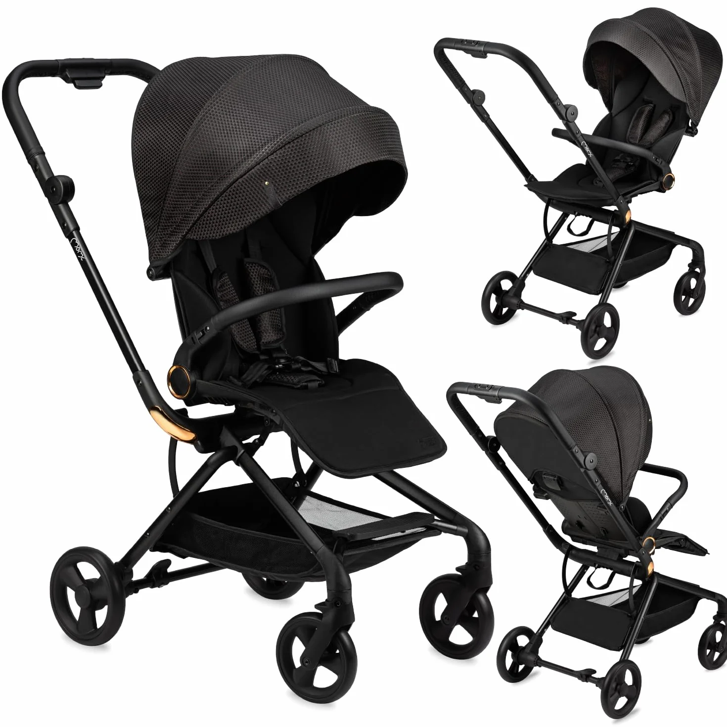 MoMi ADELLE Passeggino Leggero Reversibile Pieghevole da Viaggio Fino a 22 kg Fronte Mamma Schienale Regolabile