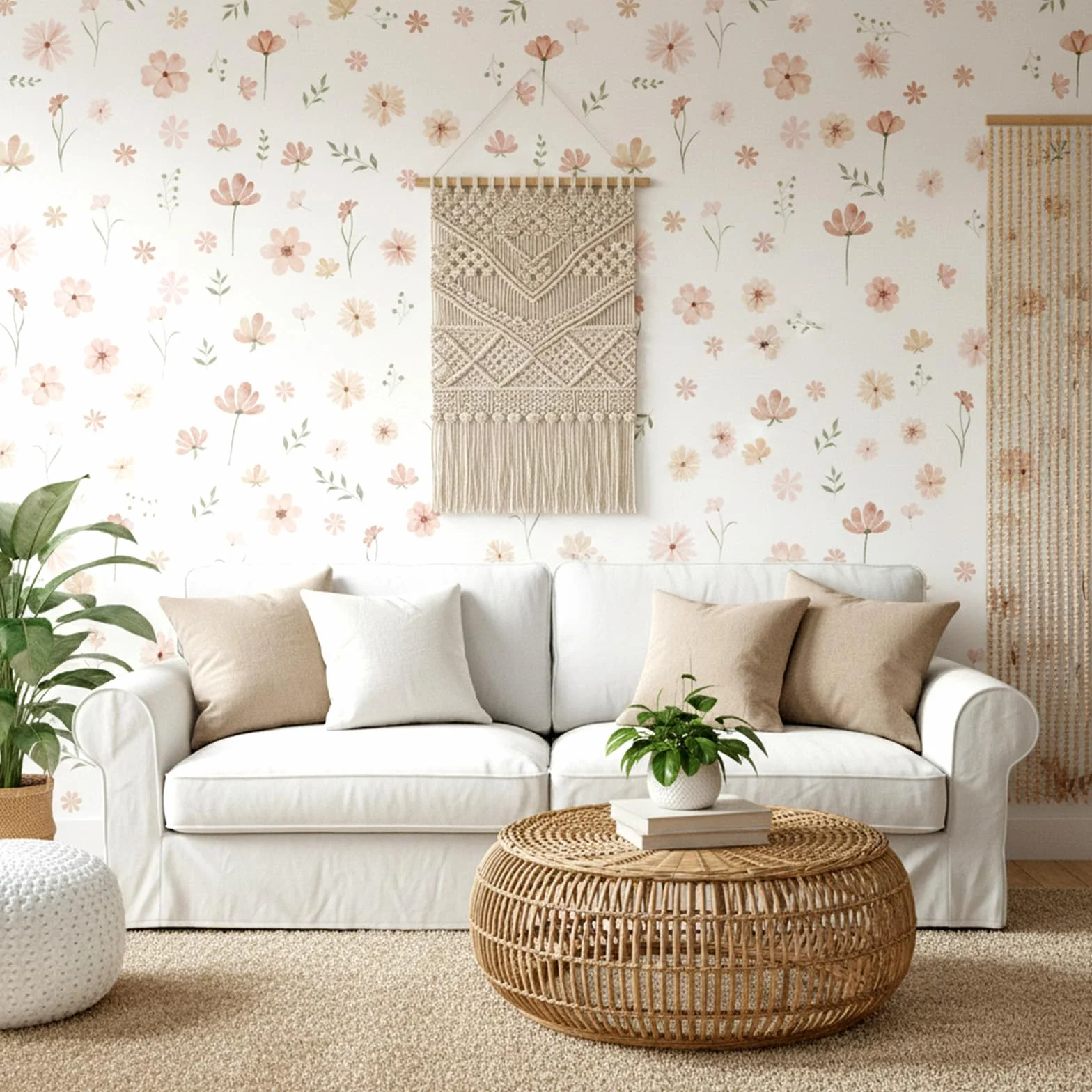 Boho Adesivi Murali Floreali 9 fogli con fiori, piccoli motivi piante per cameretta ragazze