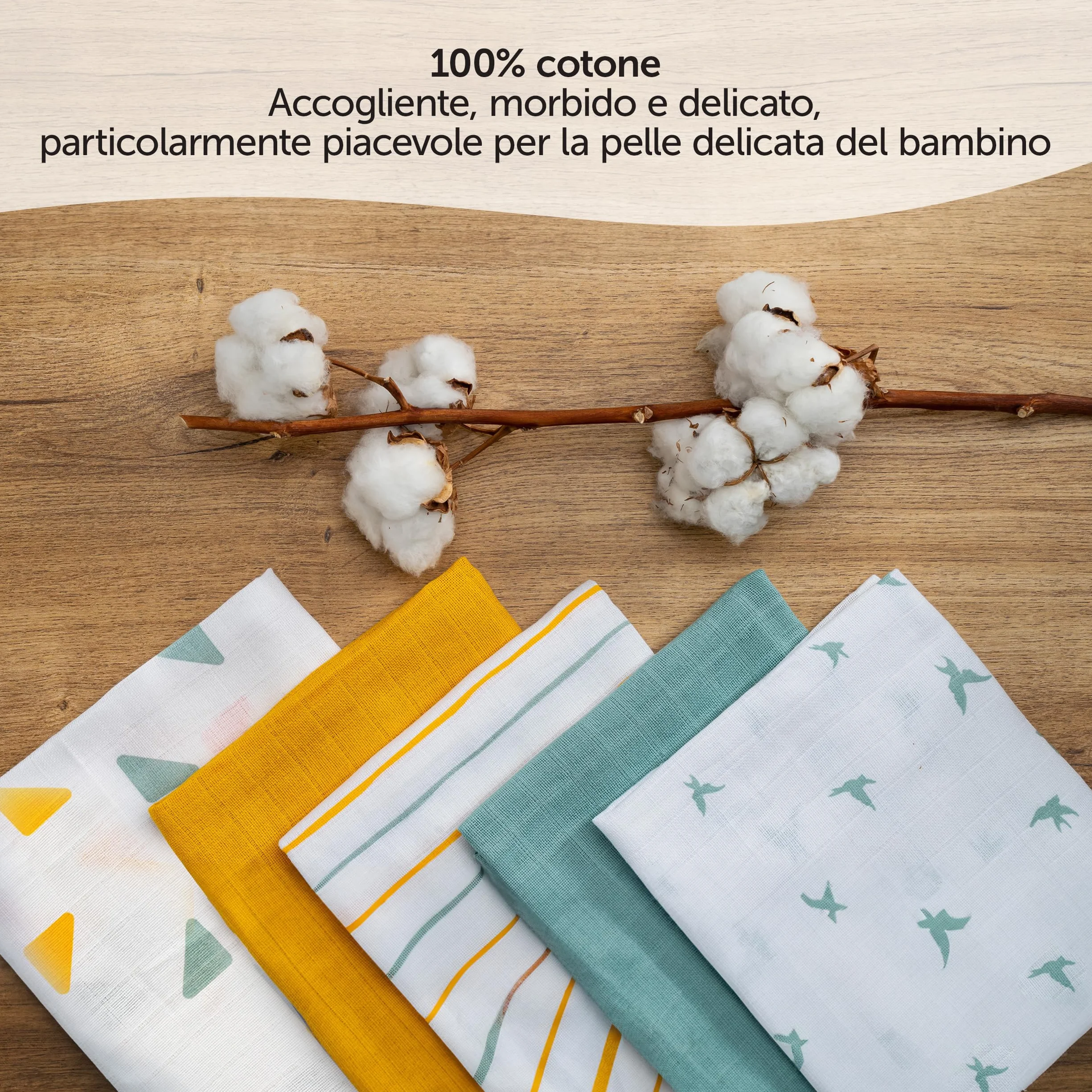 LaLoona pannolini di garza 70x70 cm 100% cotone Oeko-TEX 100 confezione 3 pezzi