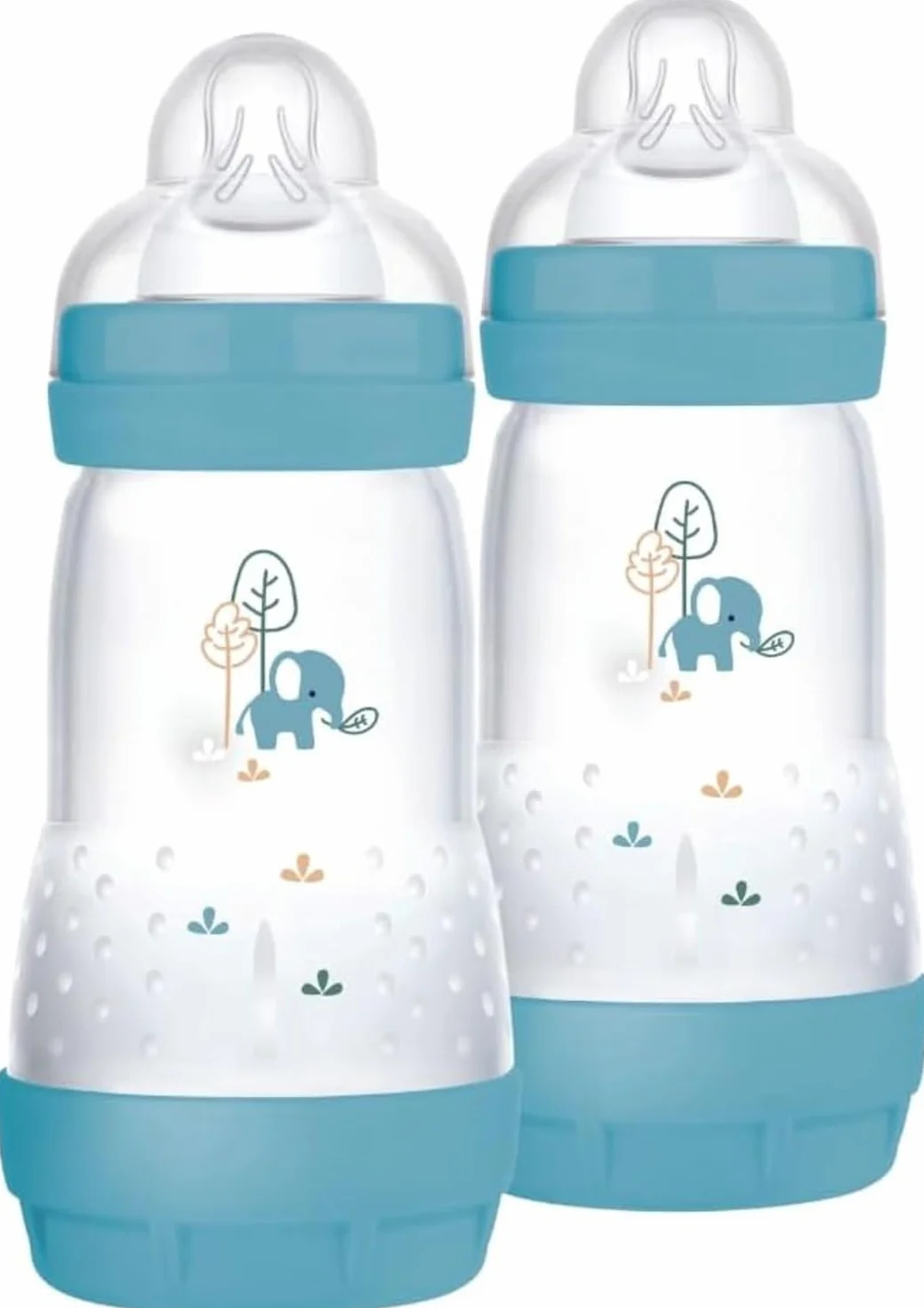 MAM Biberon Easy Start 260 ml Set da 2 Anticolica per Allattamento Misto Neonati 2+ Mesi Tettarella Misura 2 Azzurro