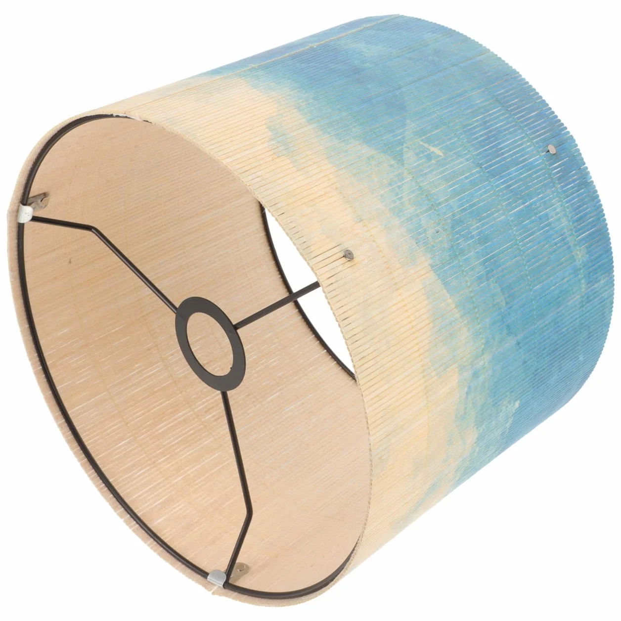 OSALADI Paralume a tamburo vintage in bambù stampato, copertura della luce per lampadari, lampada da terra e lampada da tavolo, blu