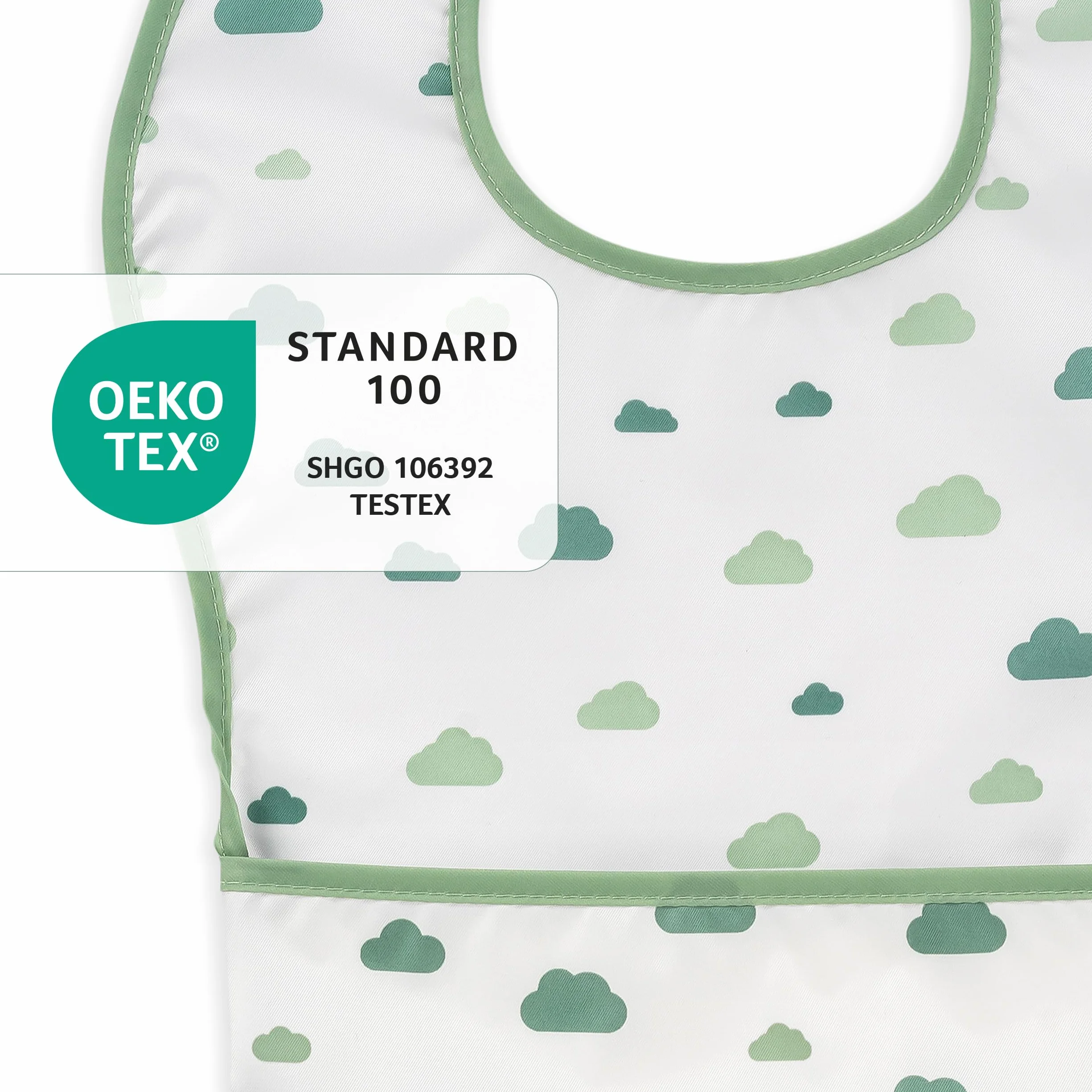 MiaMia Bavaglini Neonato Impermeabili 5pz Bavette con Tasca Chiusura a Strappo Testato OekoTex 100 Lavabile Verde