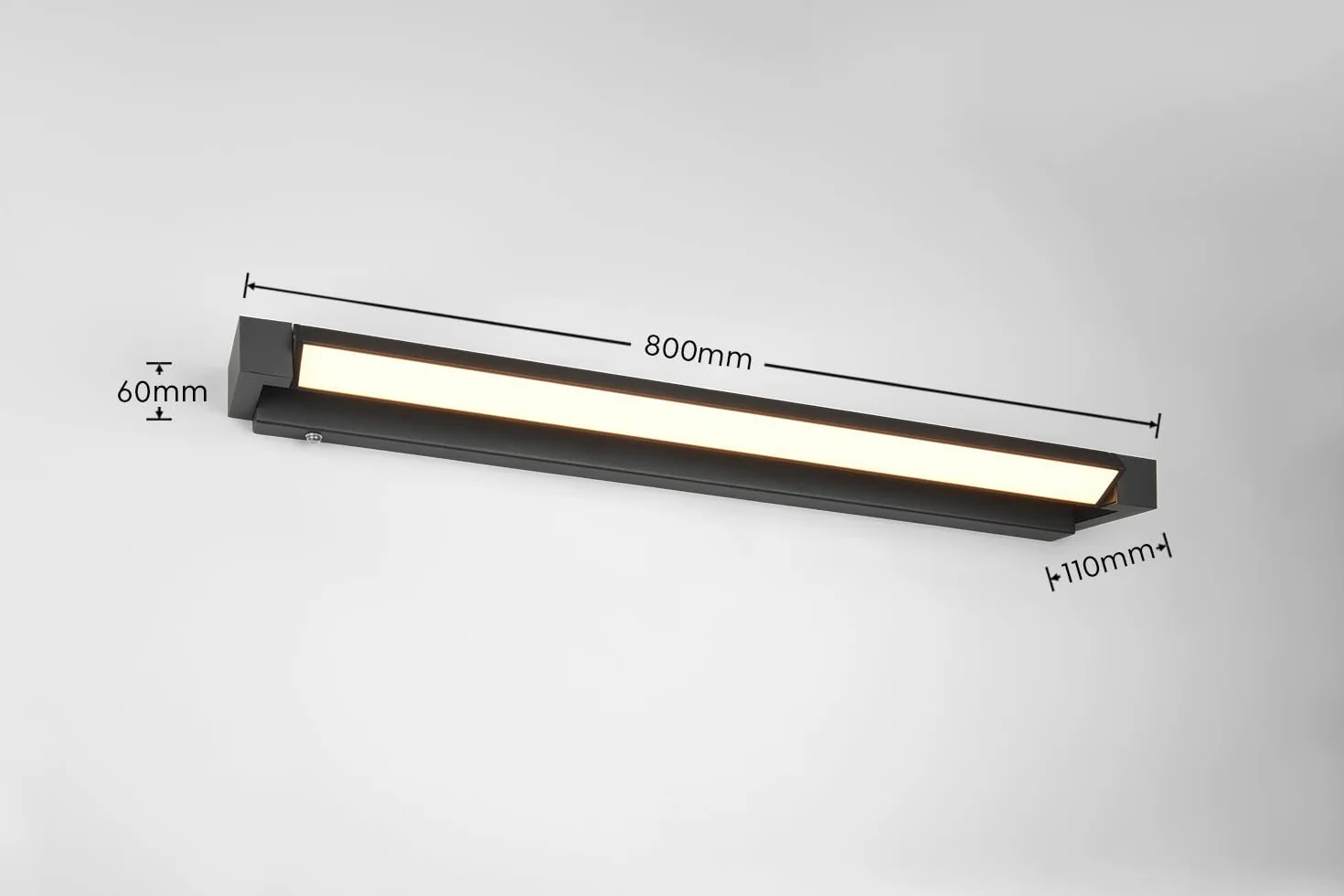 Trio Leuchten LED Badezimmer Wandleuchte Fabrizio 284779132, Aluminium Schwarz matt, 15.5 Watt LED, Lichtfarbe einstellbar, dimmbar