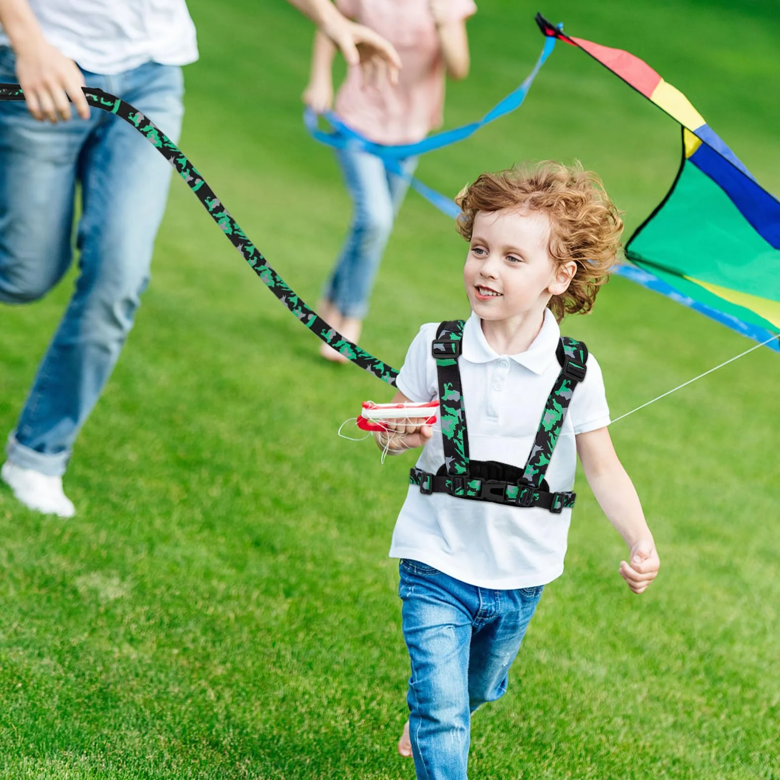 TAOPE Bambino Imbracatura di Sicurezza Regolabile Verde per Passeggiate e Sport all'Aperto