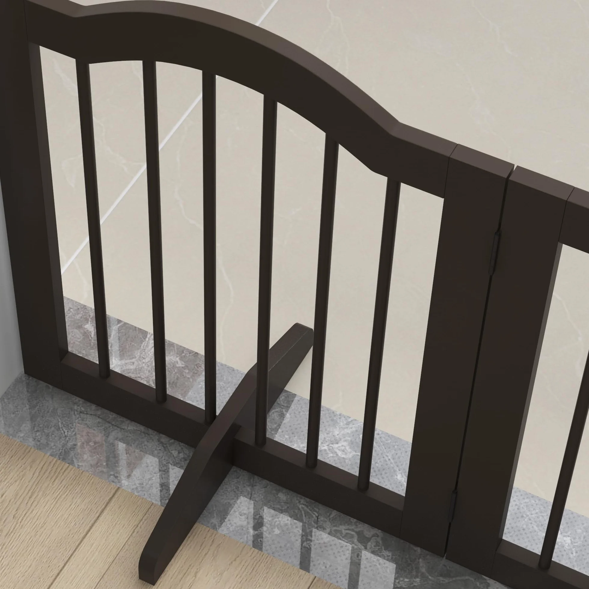 PawHut Cancellino per Cani Pieghevole a 3 Sezioni in Legno, Barriera per Cani, 154.5x29.5x61cm, Caffè