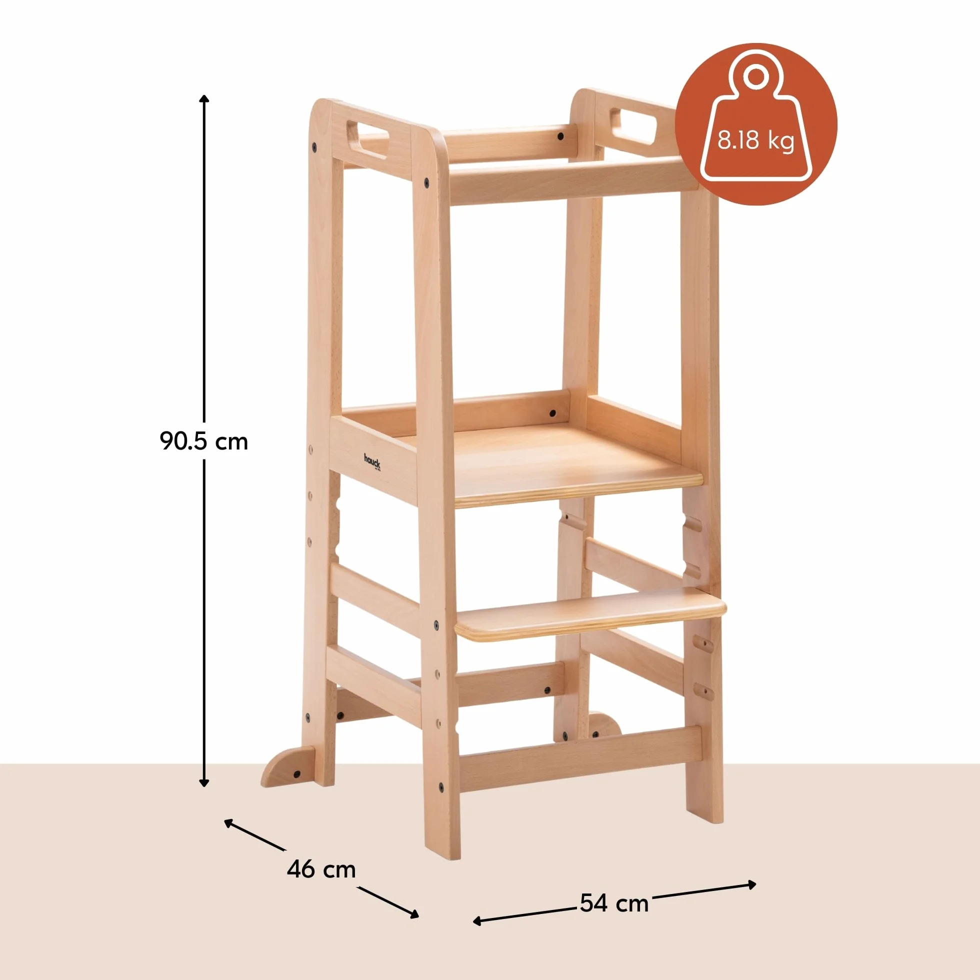 Torre Montessoriana Bambini 1 Anno 40 kg Legno Faggio Regolabile Altezza