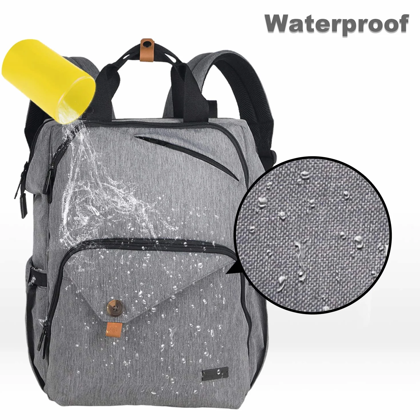 Borsa per pannolini per neonati Zaino impermeabile con cinturini per passeggino