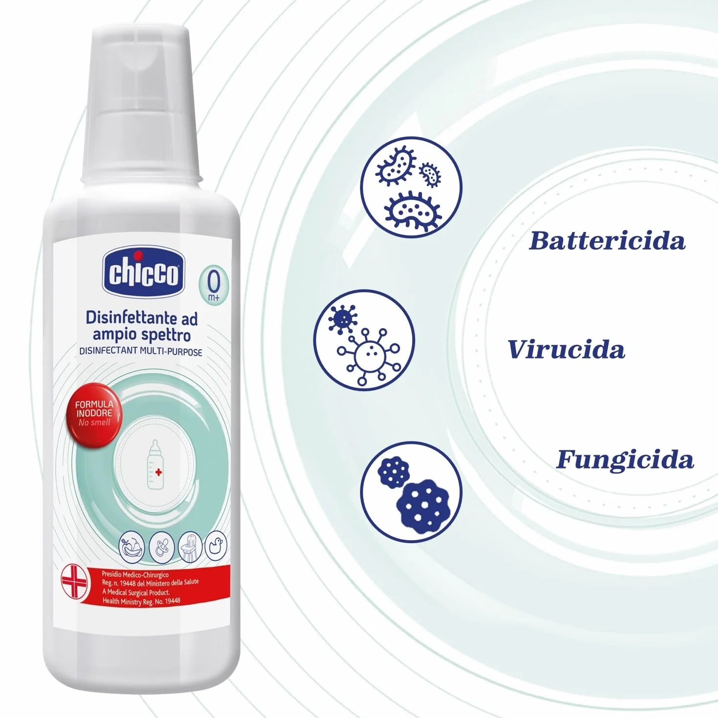 Chicco Liquido Disinfettante Multiuso 1 Litro Igienizzante Biberon Tettarelle Succhietti Giochi Frutta Verdura
