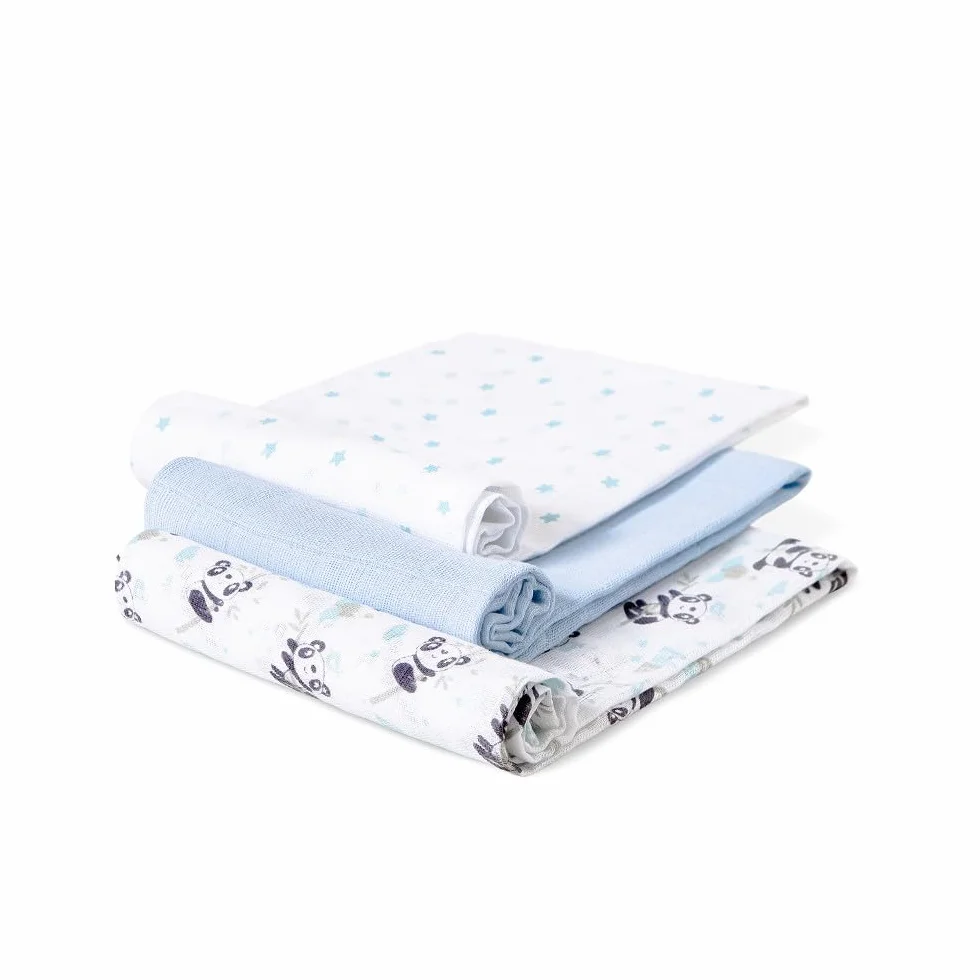 Mussole per neonato Panda blu Set 3